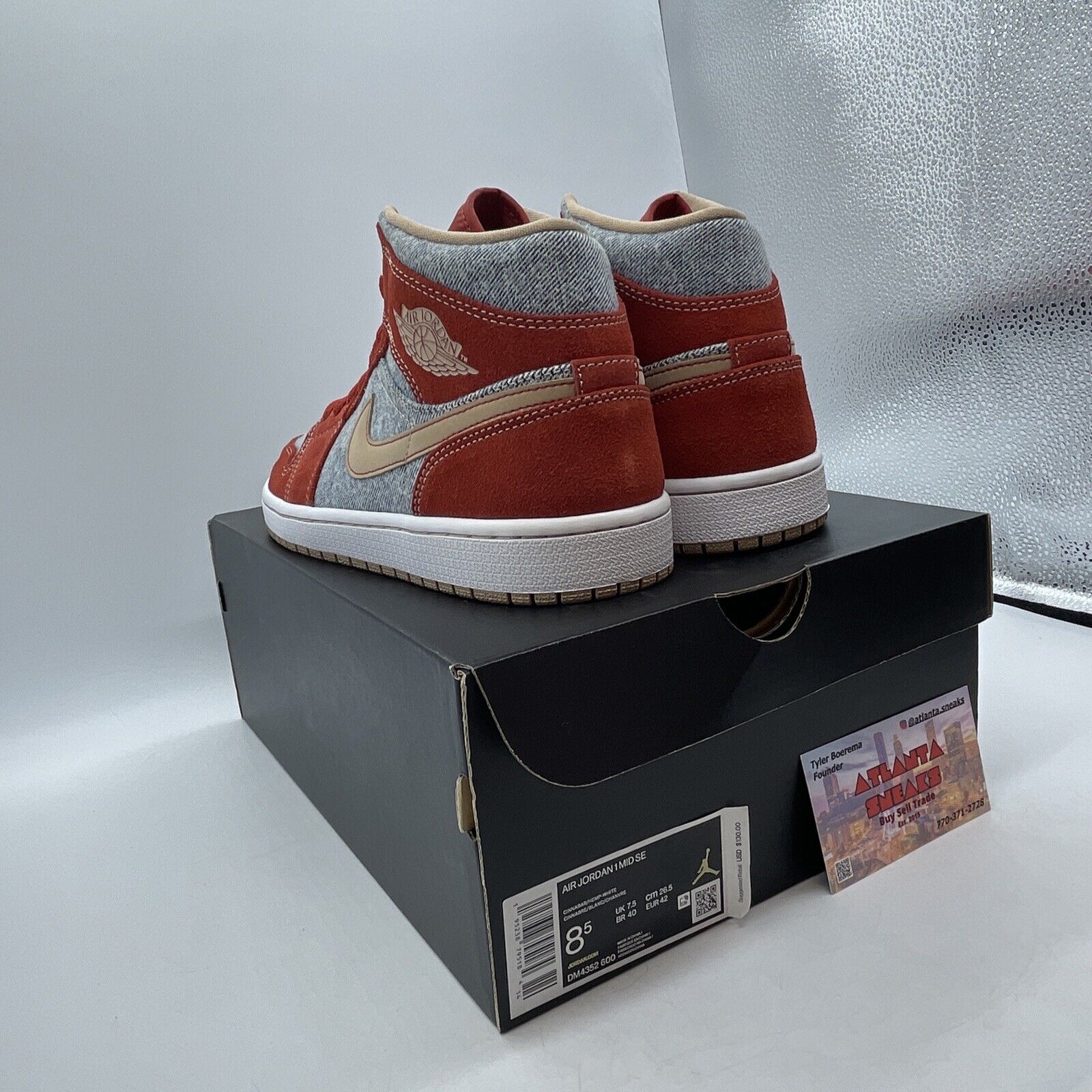 Size 8.5 - Air Jordan 1 Mid Denim Red Blue White Brown (DM4352-600)