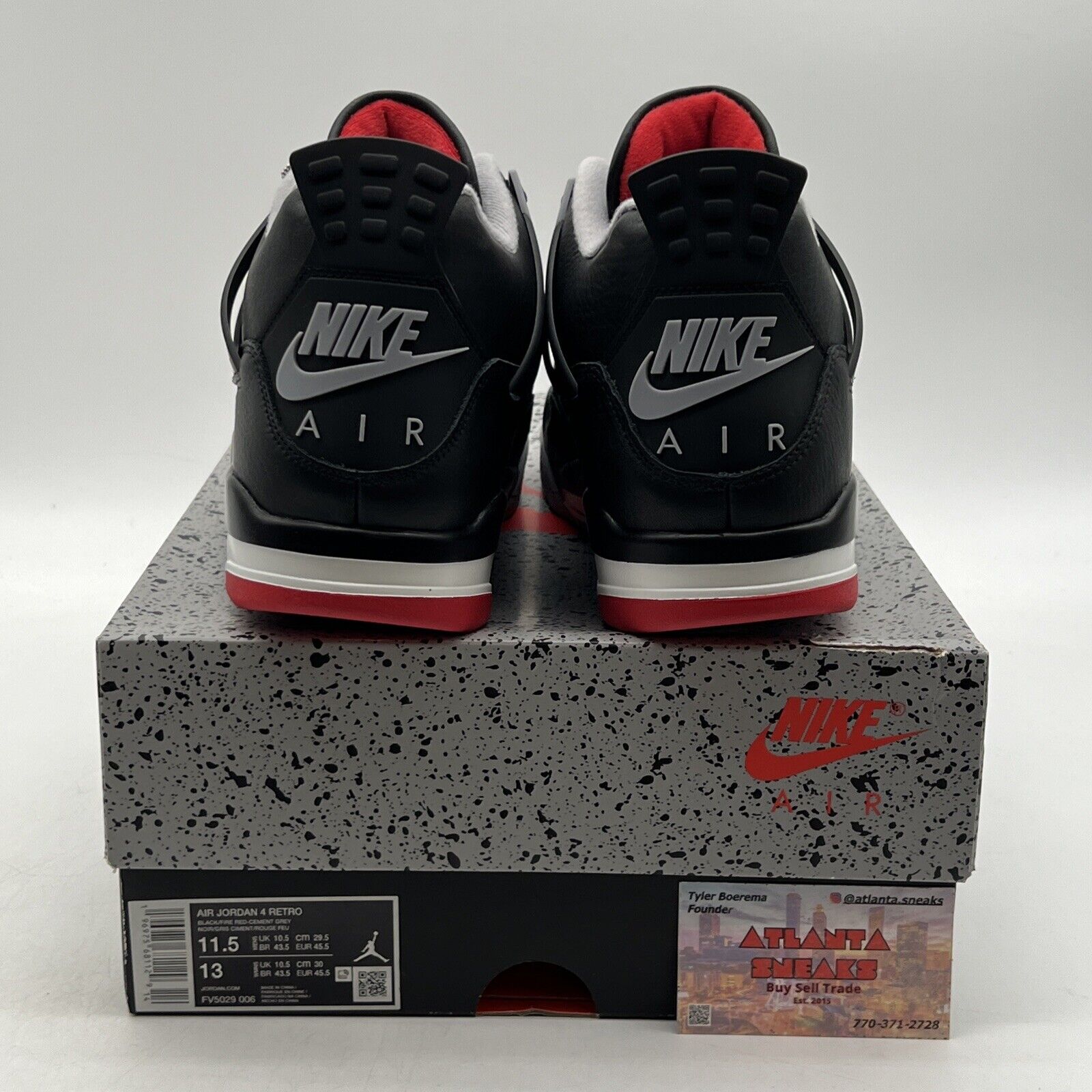 Size 11.5 - Air Jordan 4 Retro Bred Reimagined Red White Leather (FV5029-006)