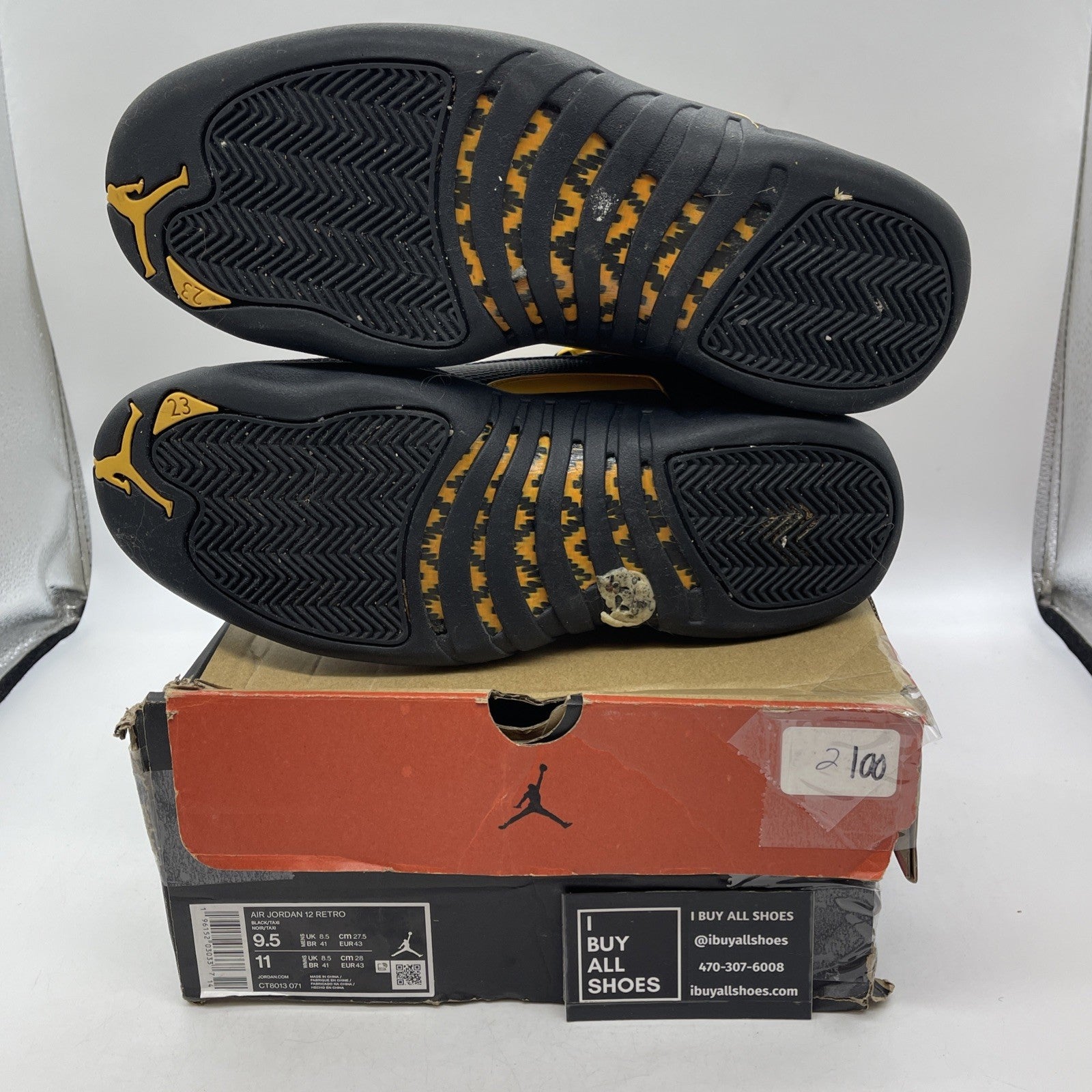 Size 9.5 - Air Jordan 12 Retro Mid Black Taxi (CT8013-071)