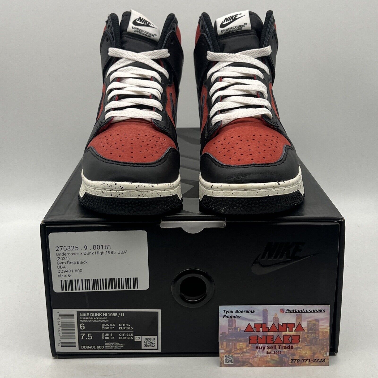 Size 6 - Nike Undercover x Dunk 1985 High UBA Red Black White Leather DD9401-600