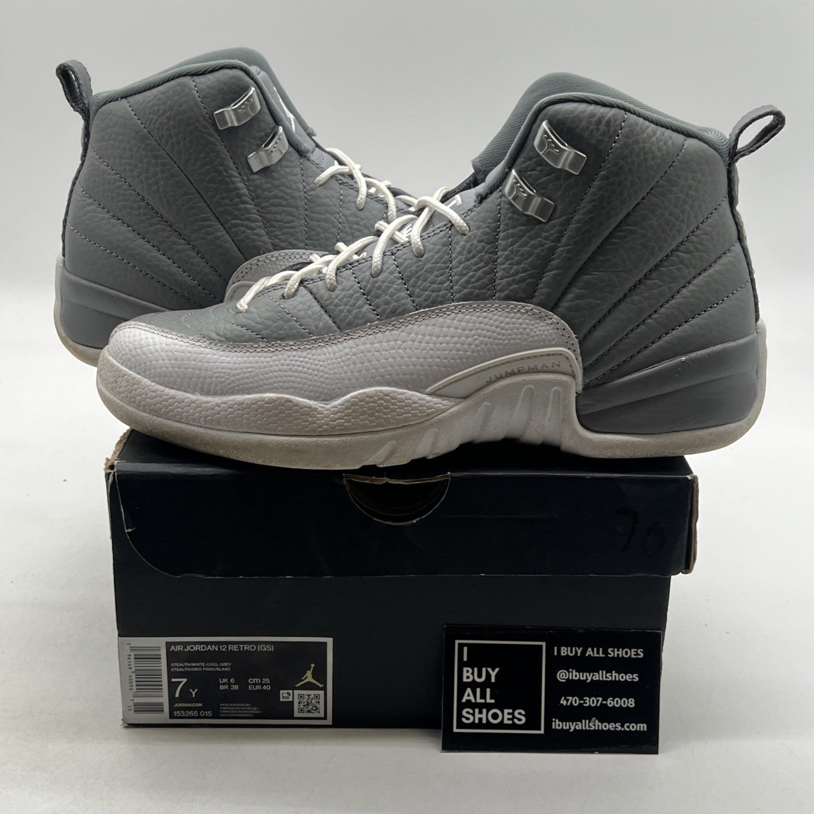Size 7Y - Air Jordan 12 Stealth 2022 (153265-015)