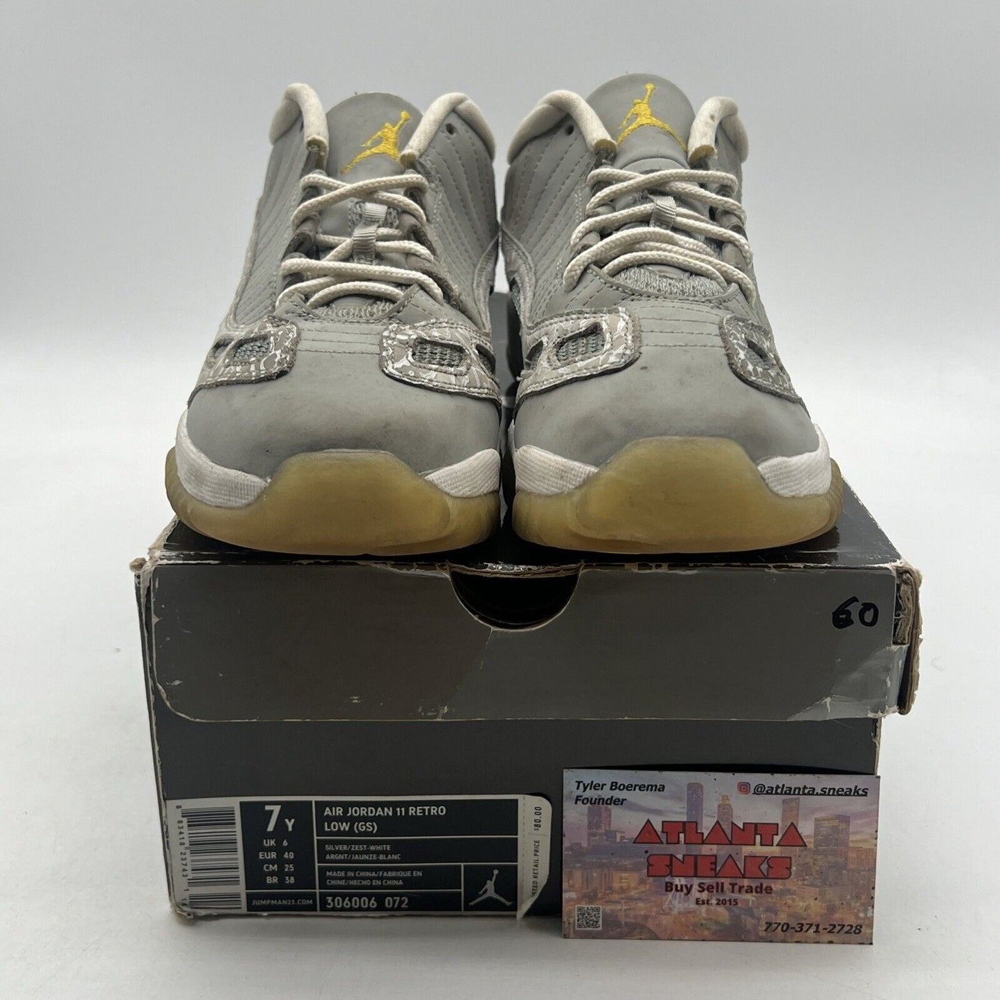 Size 7Y - Air jordan Retro 11 Low GS Grey Silver Zest (306006-072)