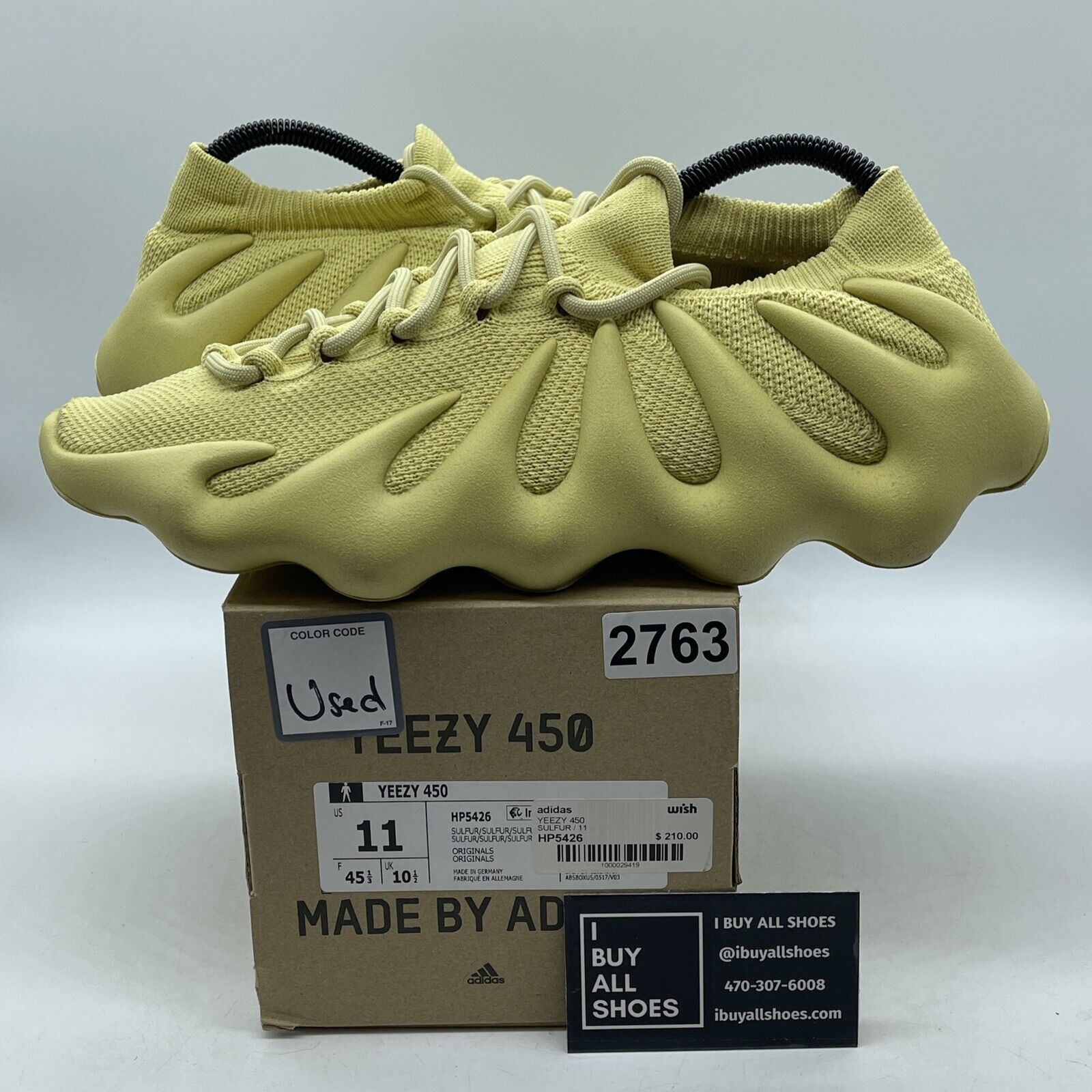 Size 11 - adidas Yeezy 450 Sulfur Yellow Suede (HP5426(