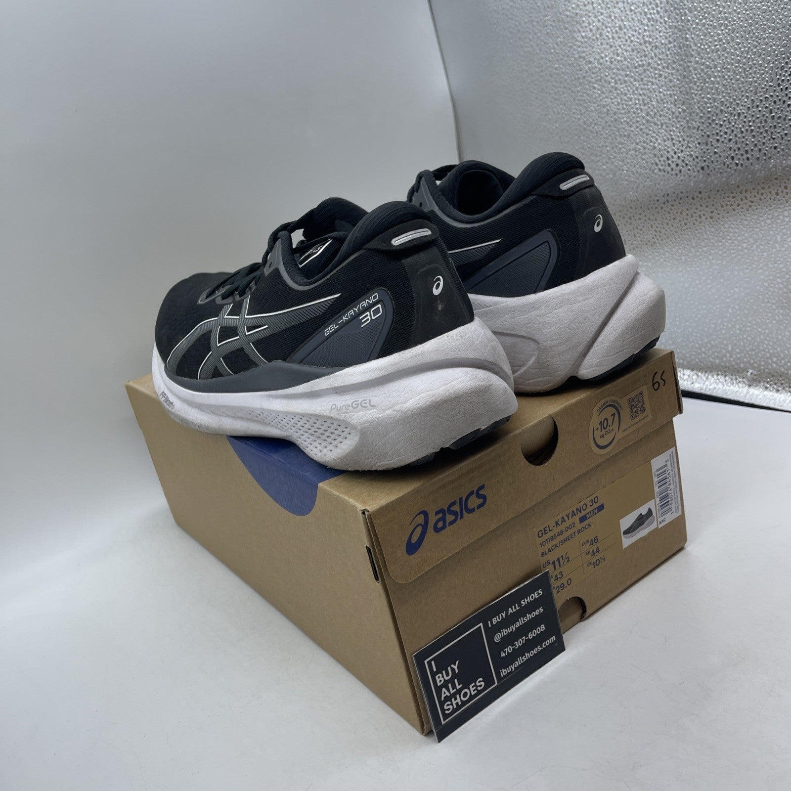 Size 11.5 - Asics Gel Kayano 30 Black Sheet Rock (1011B548-002)
