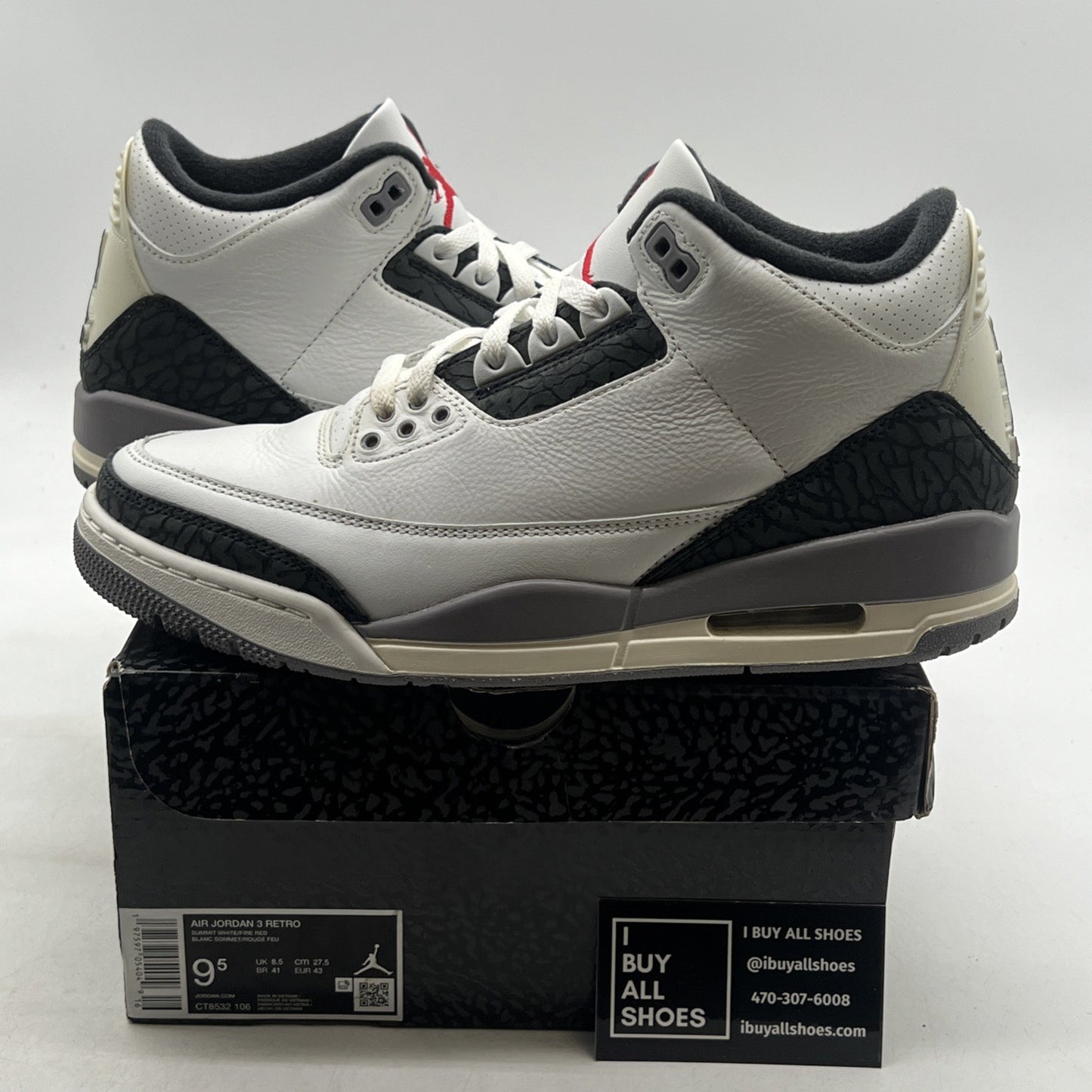 Size 9.5 - Air Jordan 3 Retro Cement Grey (CT8532-106)