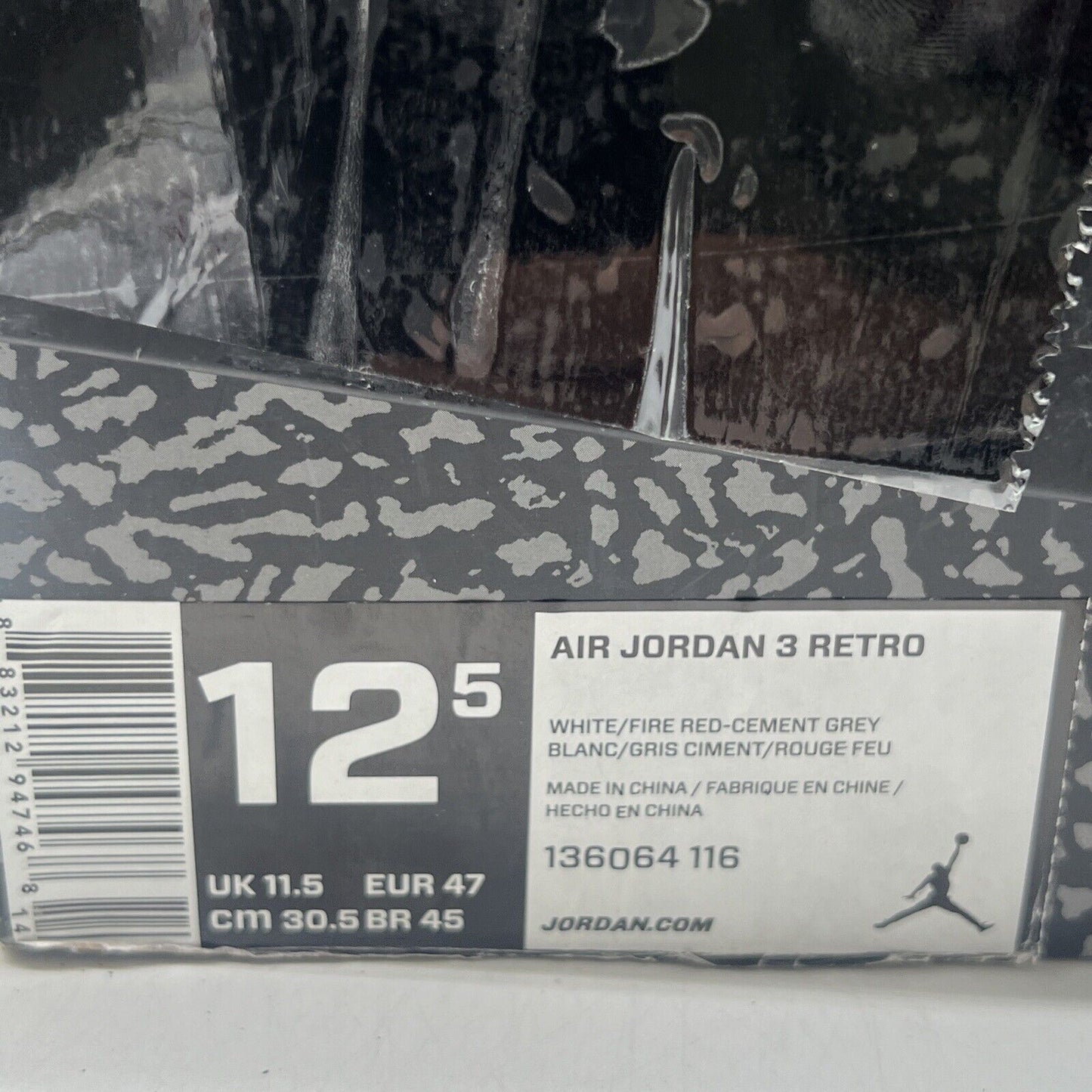 Size 12.5 - Jordan 3 Retro Hall of Fame 2018 White Grey (136064-116)