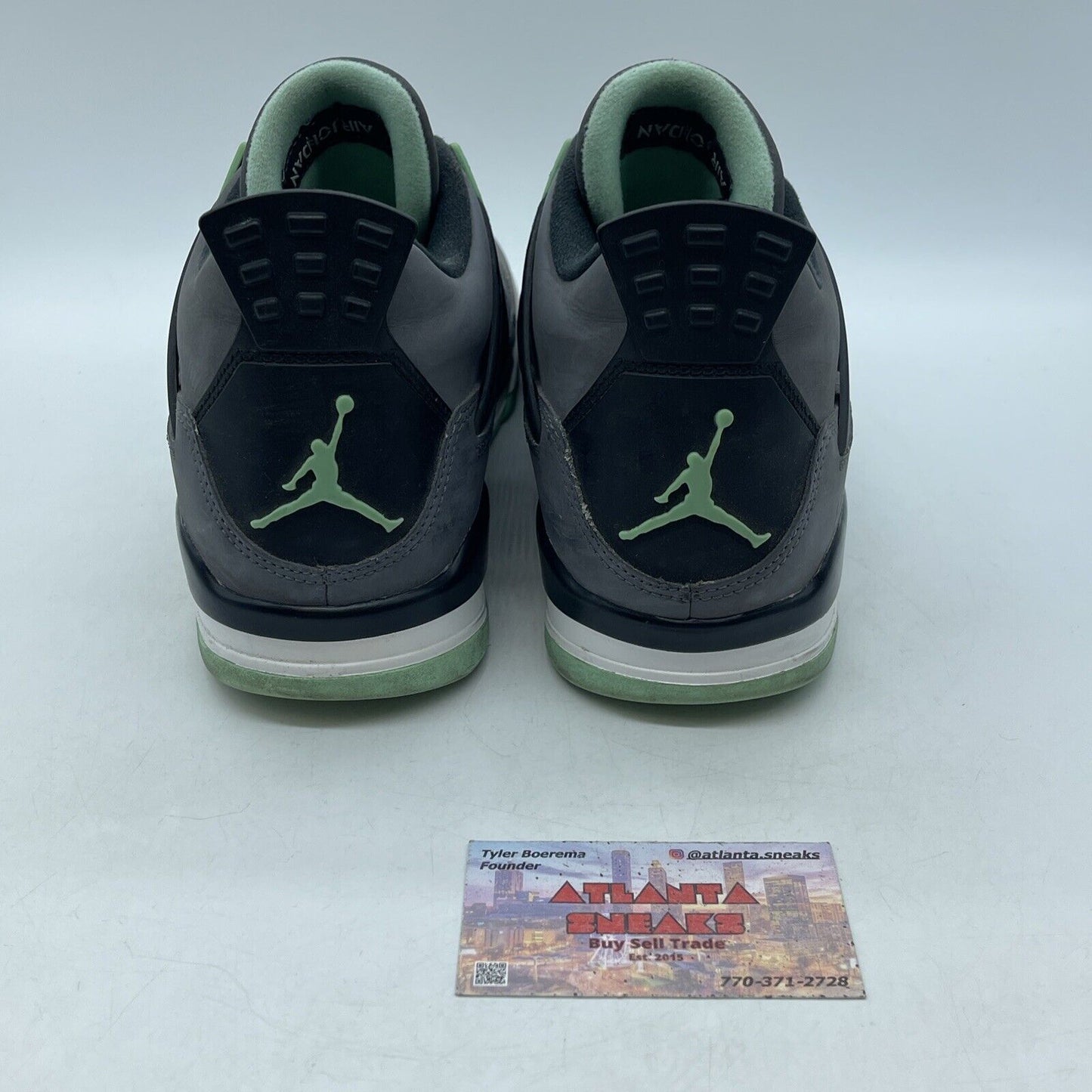 Size 11 - Jordan 4 Retro Green Glow 2013 Gray Suede Black White (308497-033)