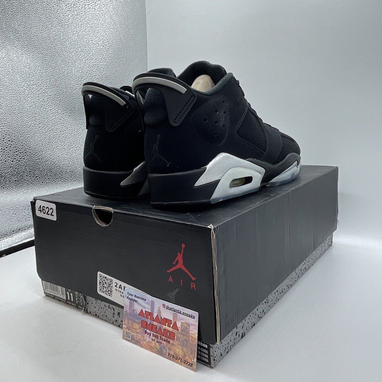 Size 11 - Air Jordan 6 Retro Low Chrome Black Silver Suede (304401-003)