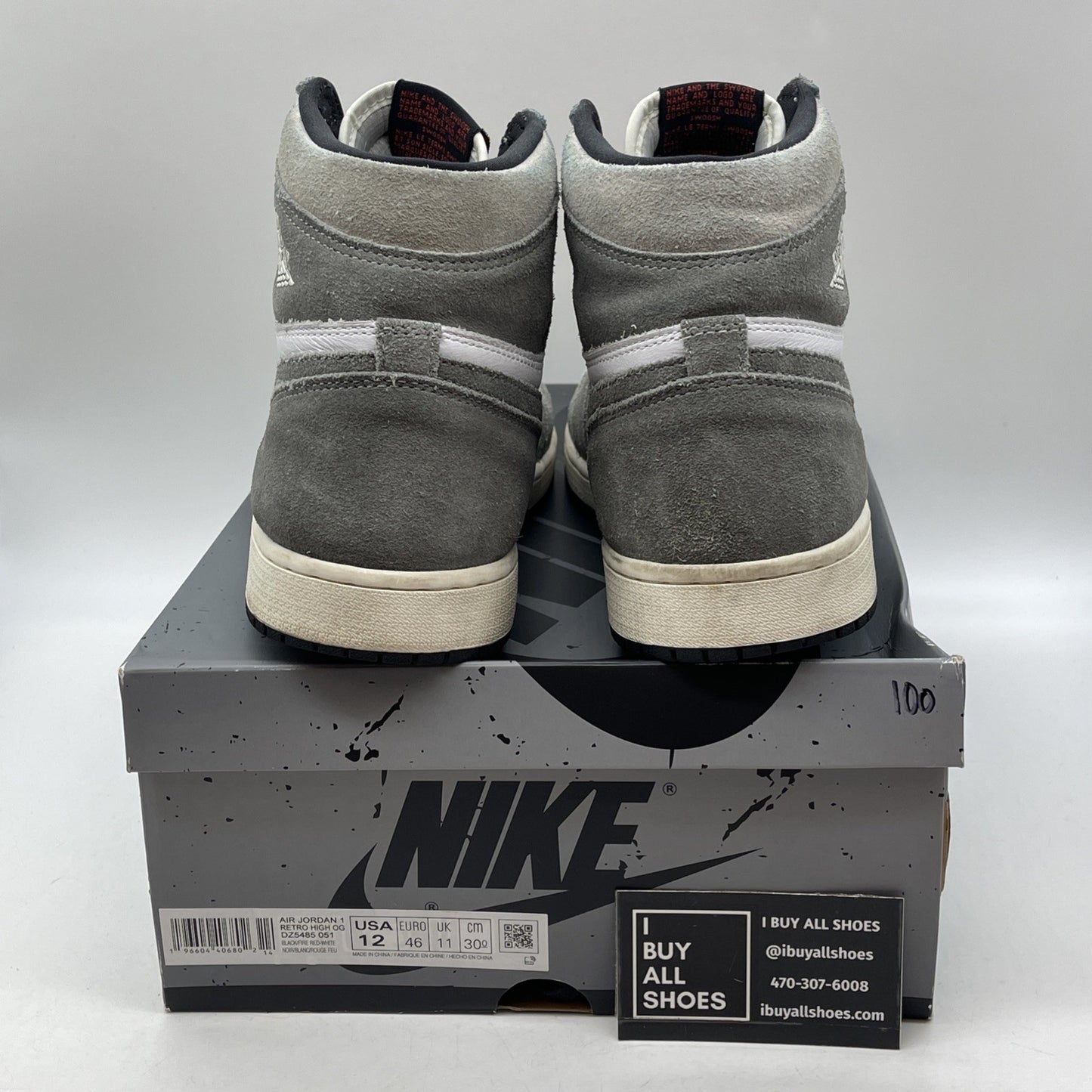 Size 12 - Air Jordan 1 Retro OG High Washed Black Grey Suede (DZ5485-051)