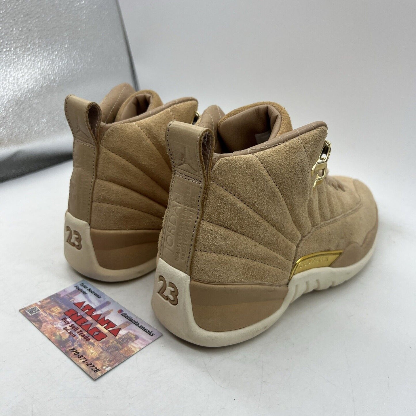 Size 5.5 - Air Jordan 12 Retro Vachetta Tan W White Suede (A06068-203)