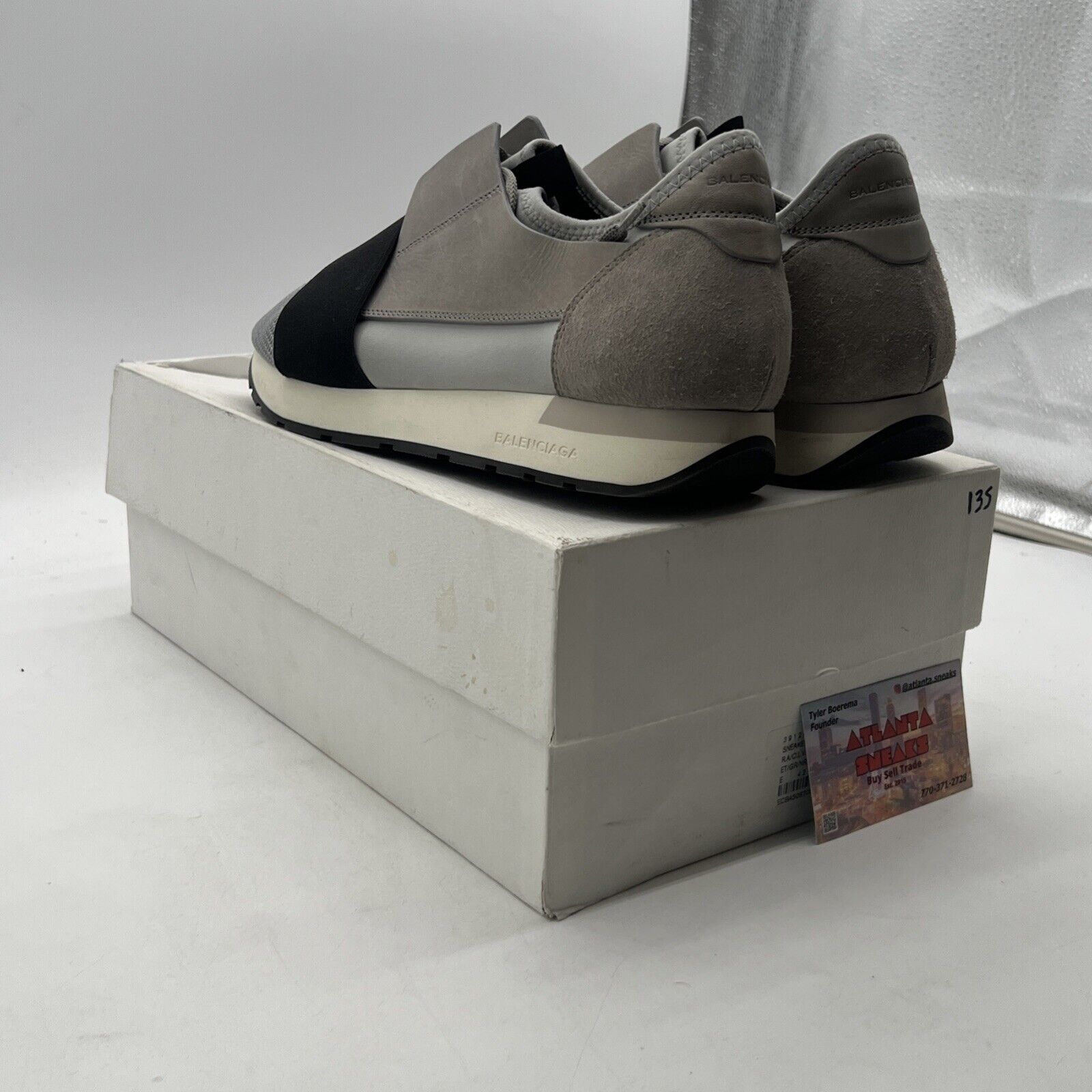 Size 9 - Balenciaga Race Runner Sneakers Gray Mesh Gray Leather Womens