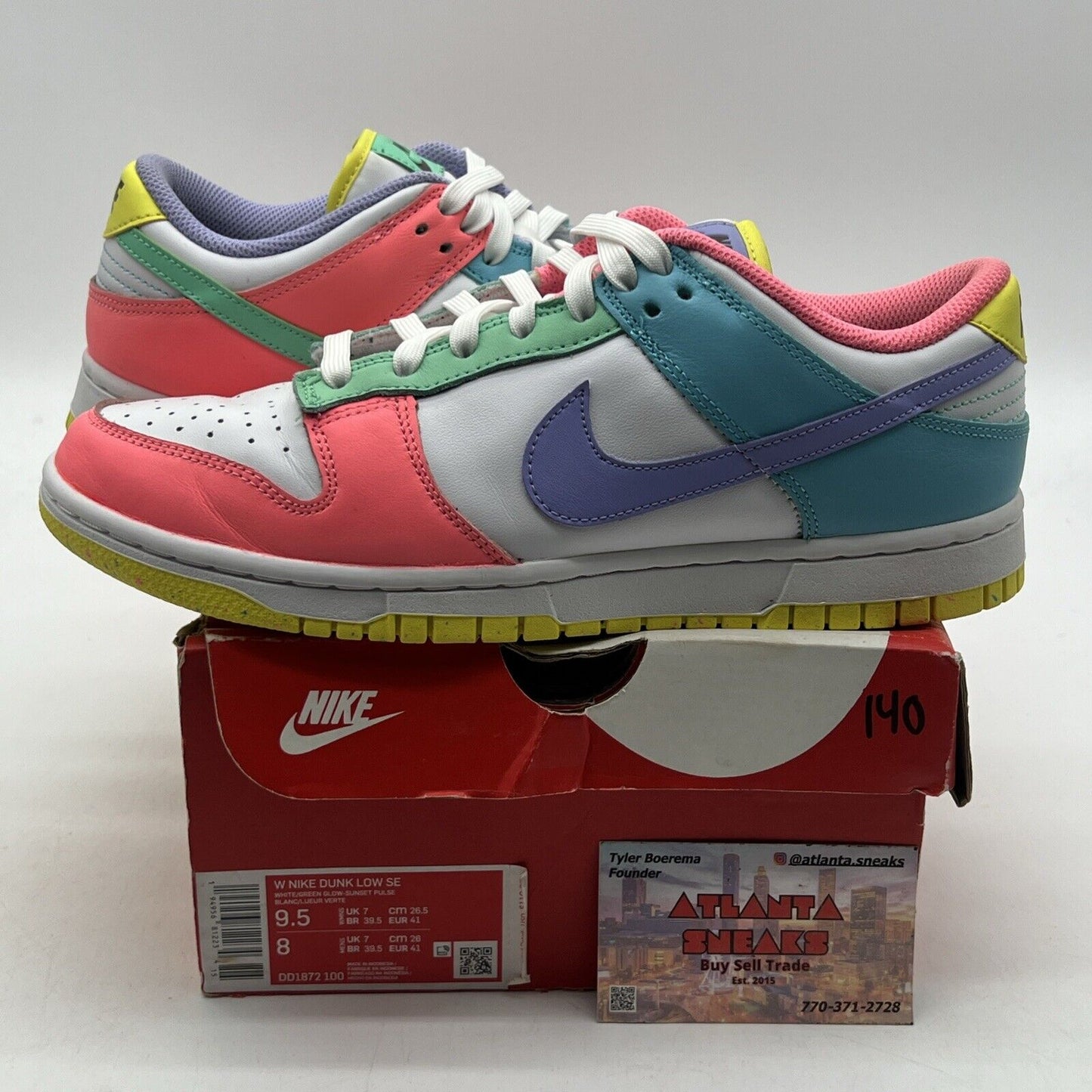 Size 9.5 - Nike Dunk SE Low Candy W White Pink Purple Leather (DD1872-100)