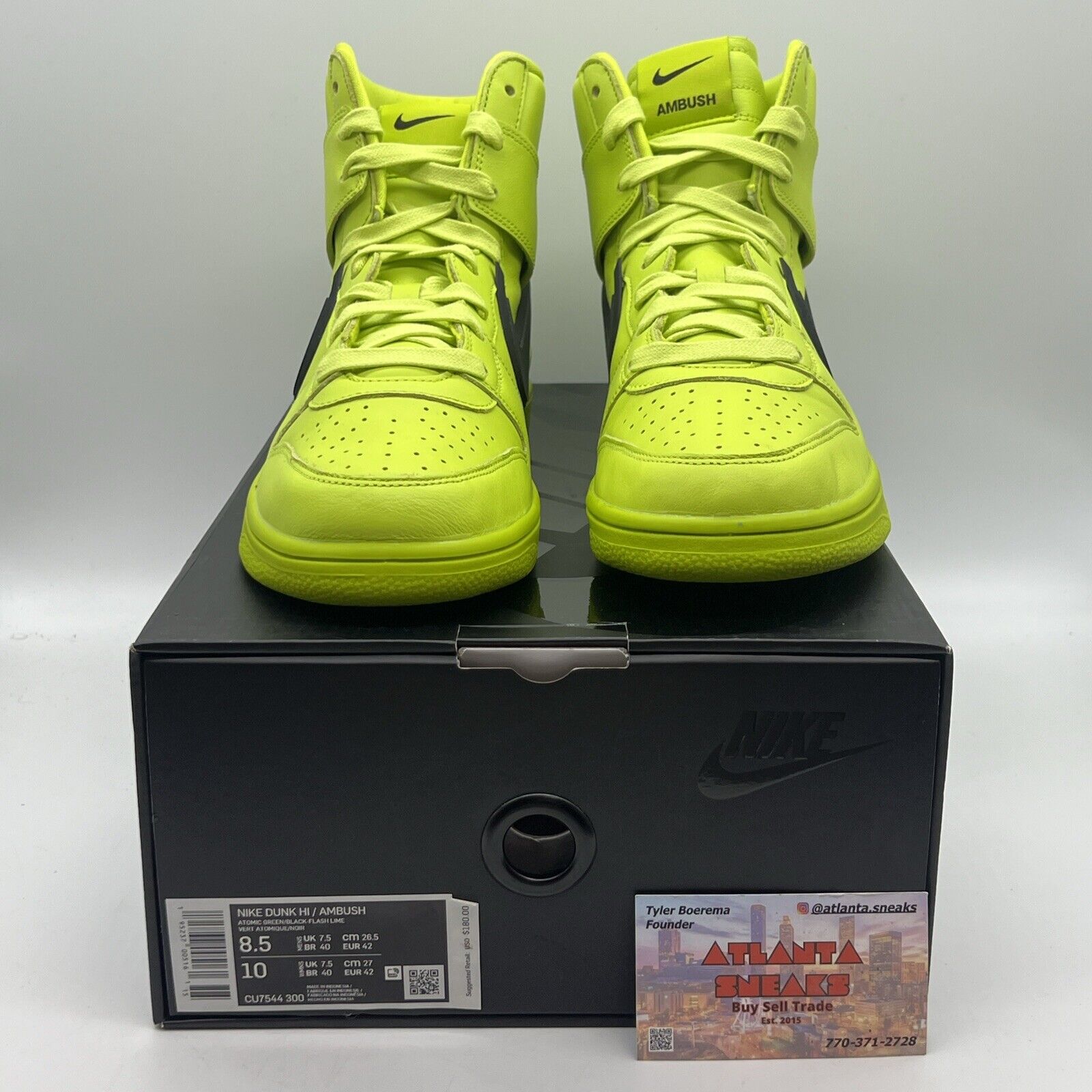 Size 8.5 - Nike Dunk High AMBUSH Flash Lime Brand New Og All