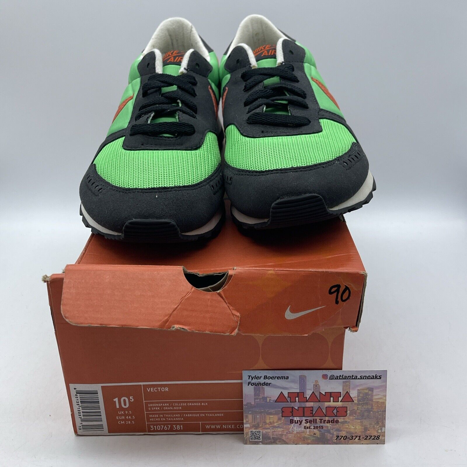 Size 10.5 - Nike Vector Green Black Orange Suede Leather  (310767-381)