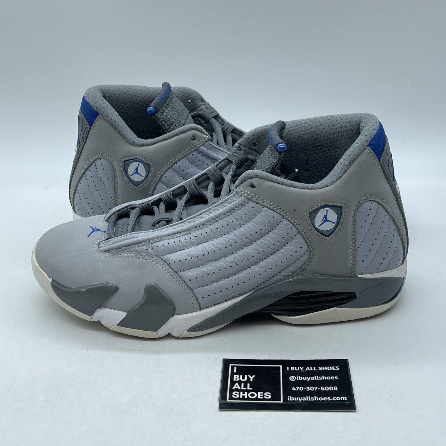Size 10.5 - Air Jordan 14 Retro Wolf Grey Blue Suede Leather (487471-004)