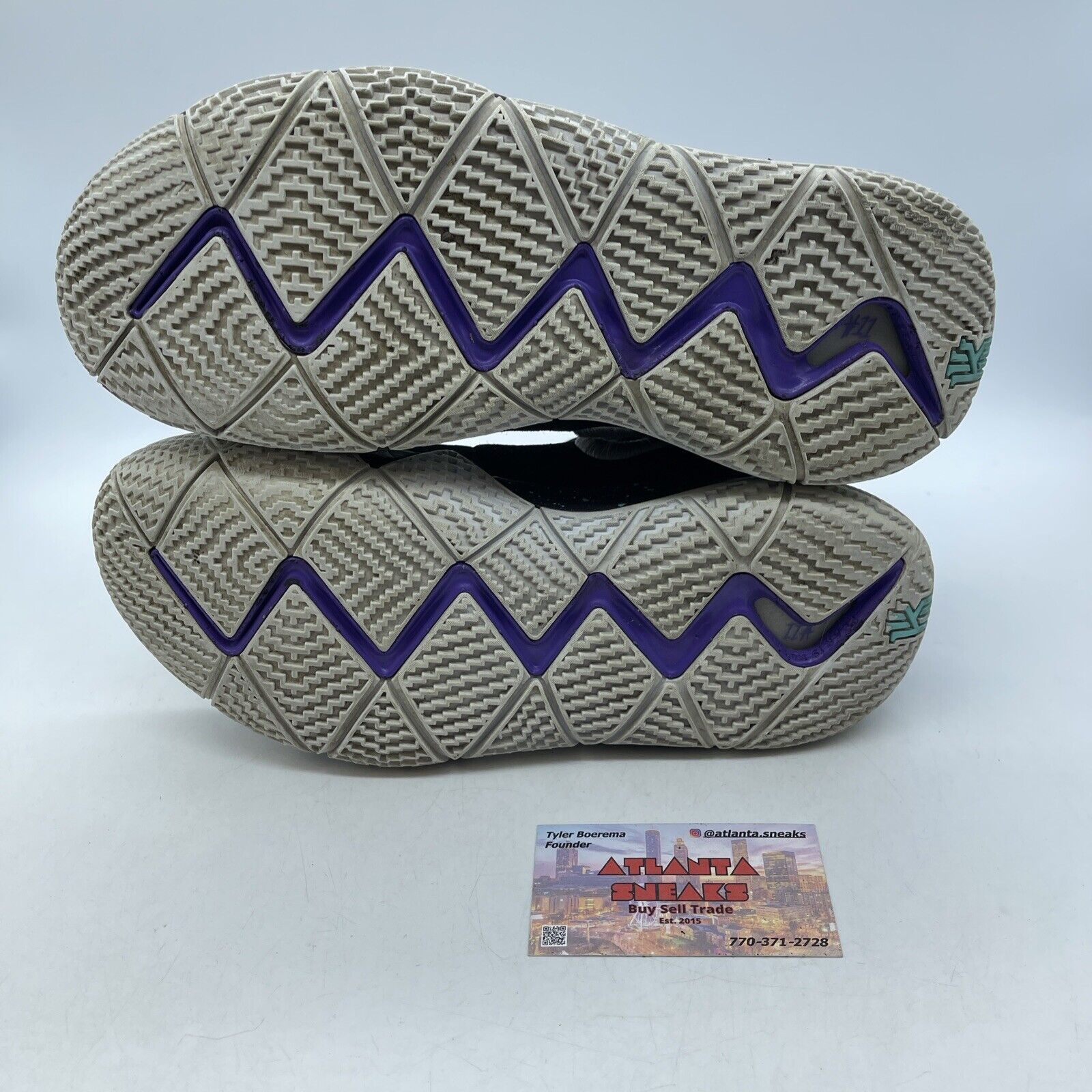 Size 8.5 - Nike Kyrie 4 Black White Blue Purple Suede Leather (943806-002)