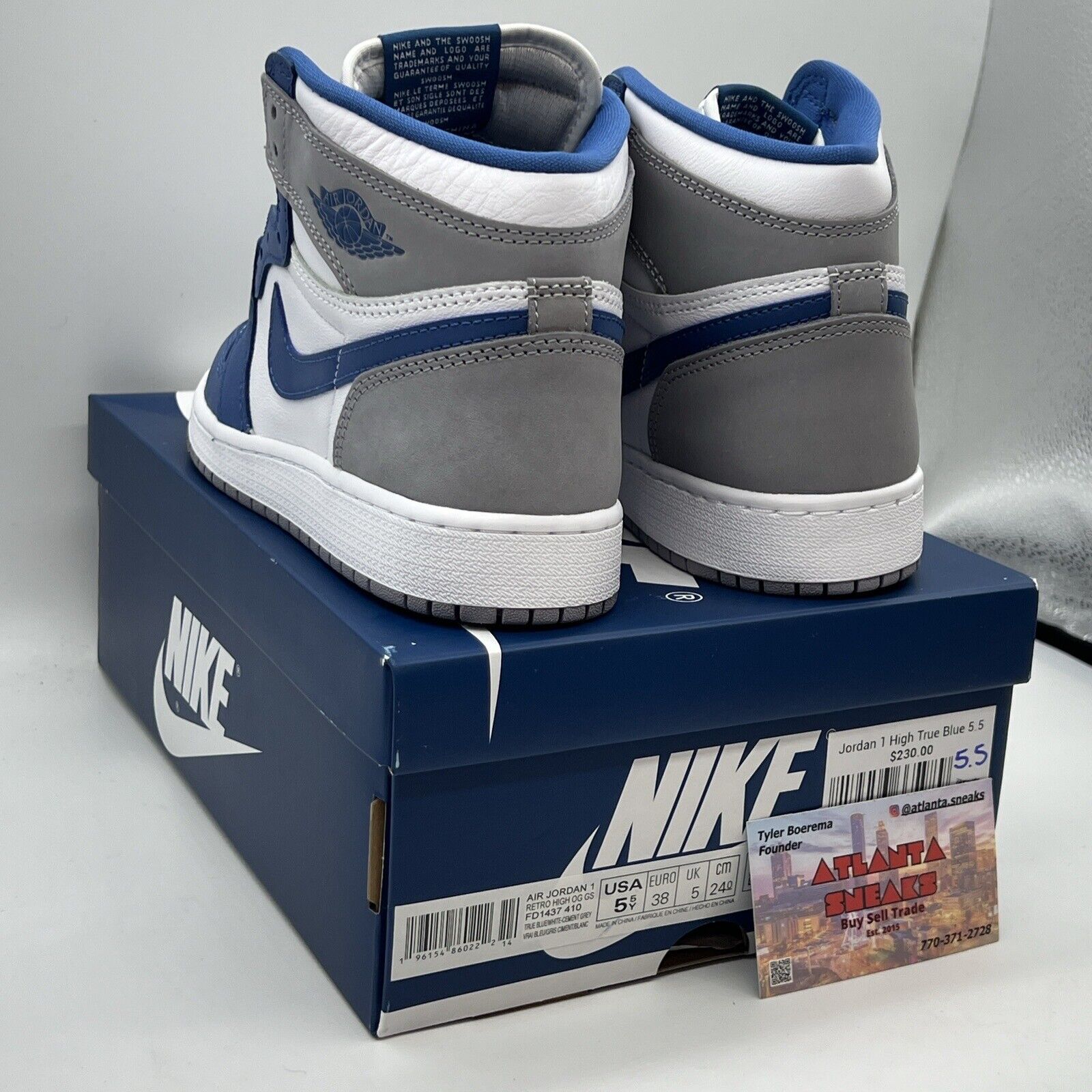 Jordan 1 Retro High OG True Blue (GS) Big Kids' Shoes True Blue-White FD1437-410