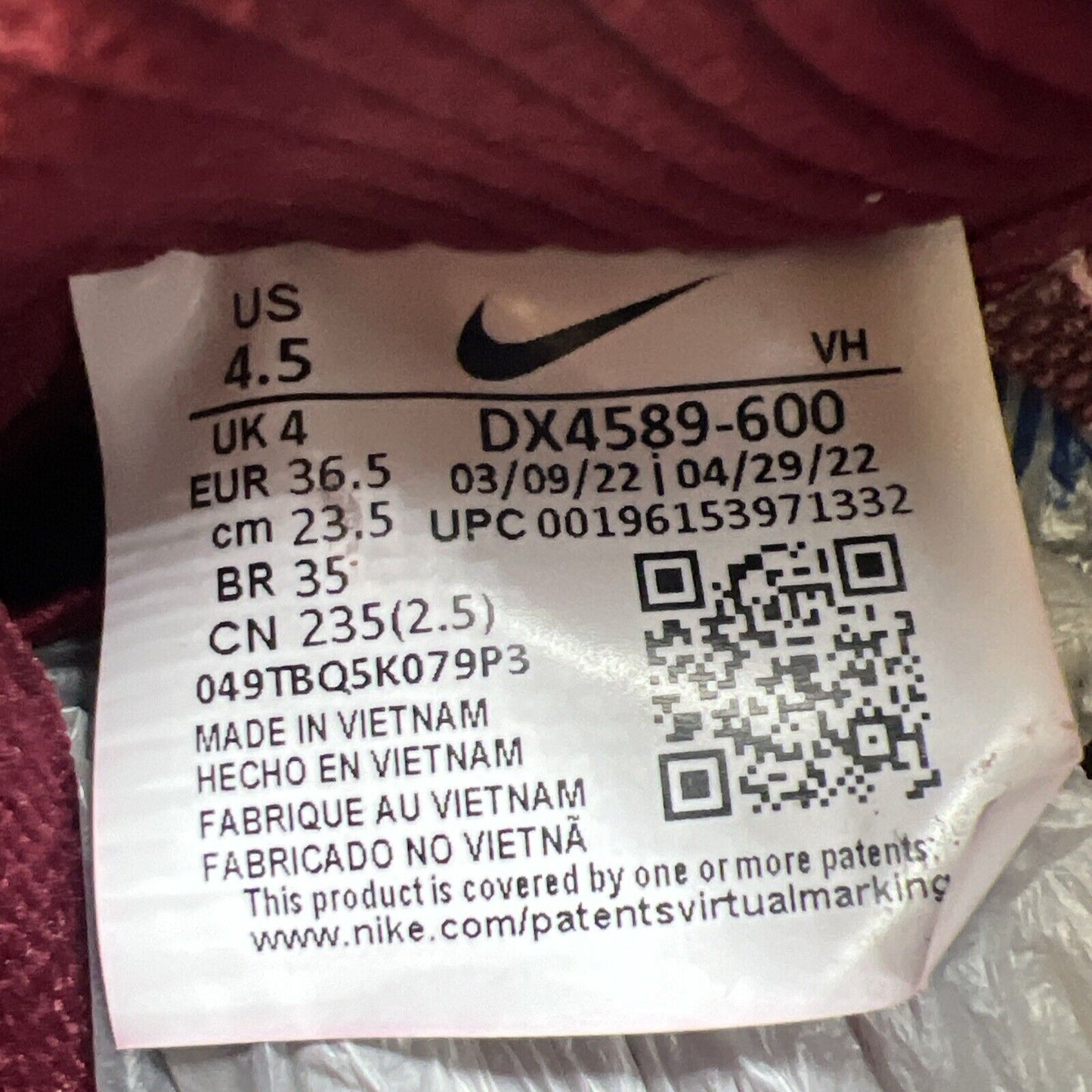Size 4.5 - Nike Skate Like a Girl x Dunk SB Low White Maroon Suede (DX4589-600)