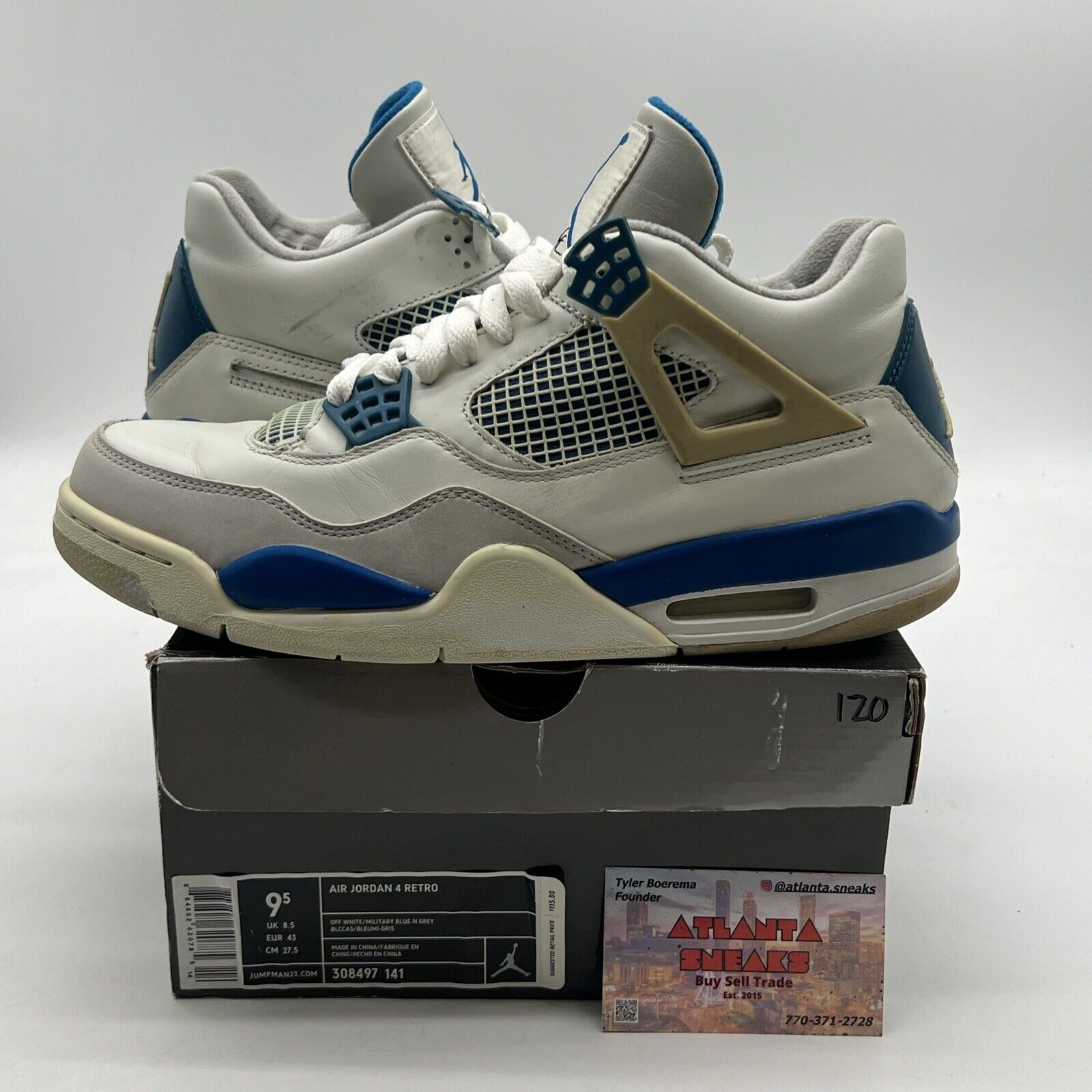 Size 9.5 - Air Jordan 4 Retro 2006 Military Blue (308497-141)