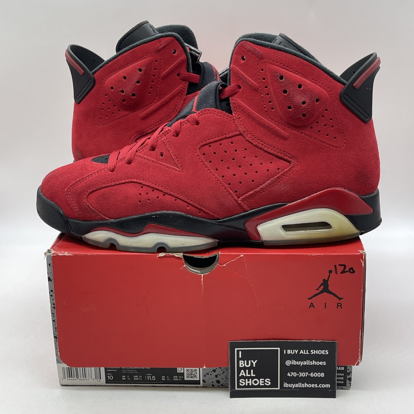 Size 10 - Air Jordan 6 Retro Toro Bravo Red Black Suede (CT8529-600)
