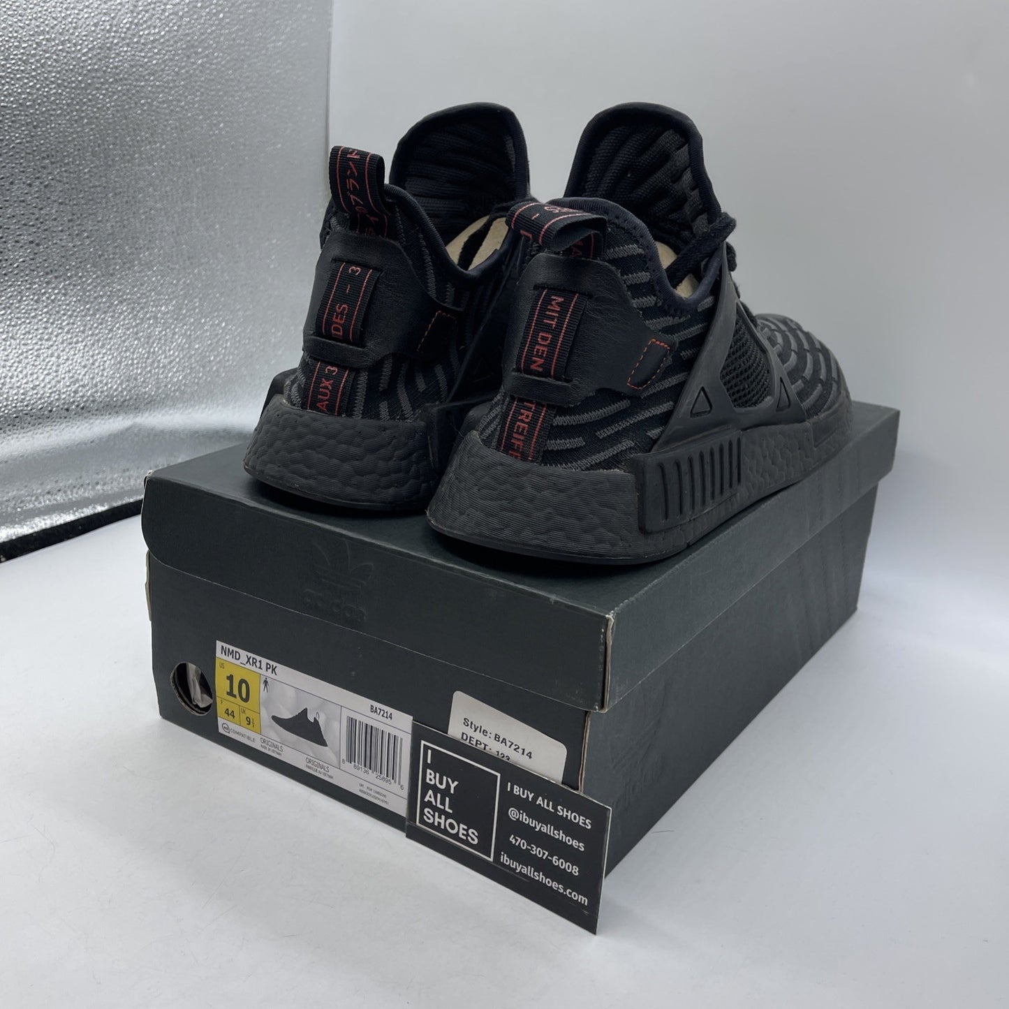 Size 10 - adidas NMD_XR1 Primeknit Triple Black Suede Leather (BA7214)
