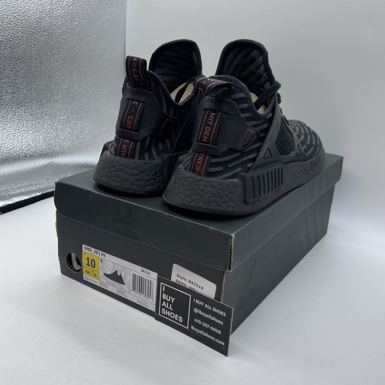 Size 10 - adidas NMD_XR1 Primeknit Triple Black Suede Leather (BA7214)
