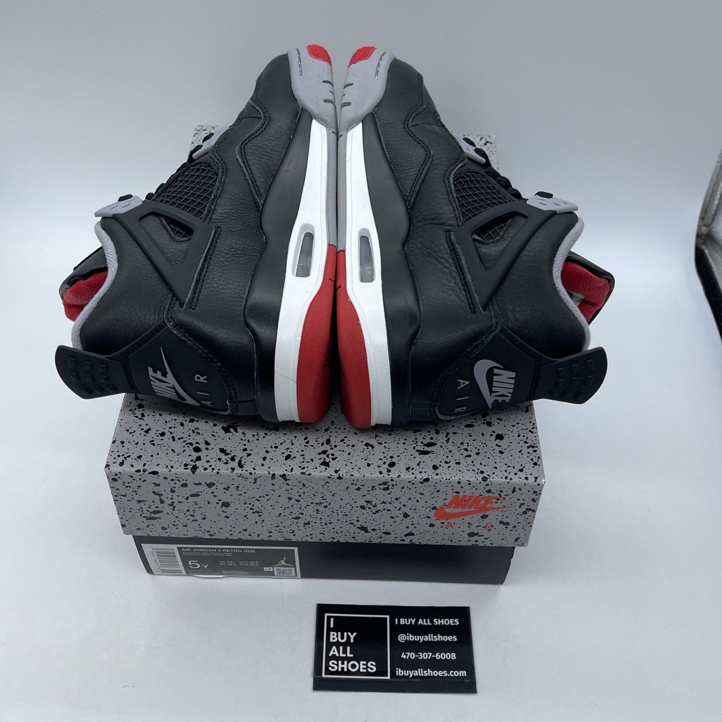 Size 5Y - Air Jordan 4 Retro Bred Reimagined Black Red Leather (FQ8213-006)