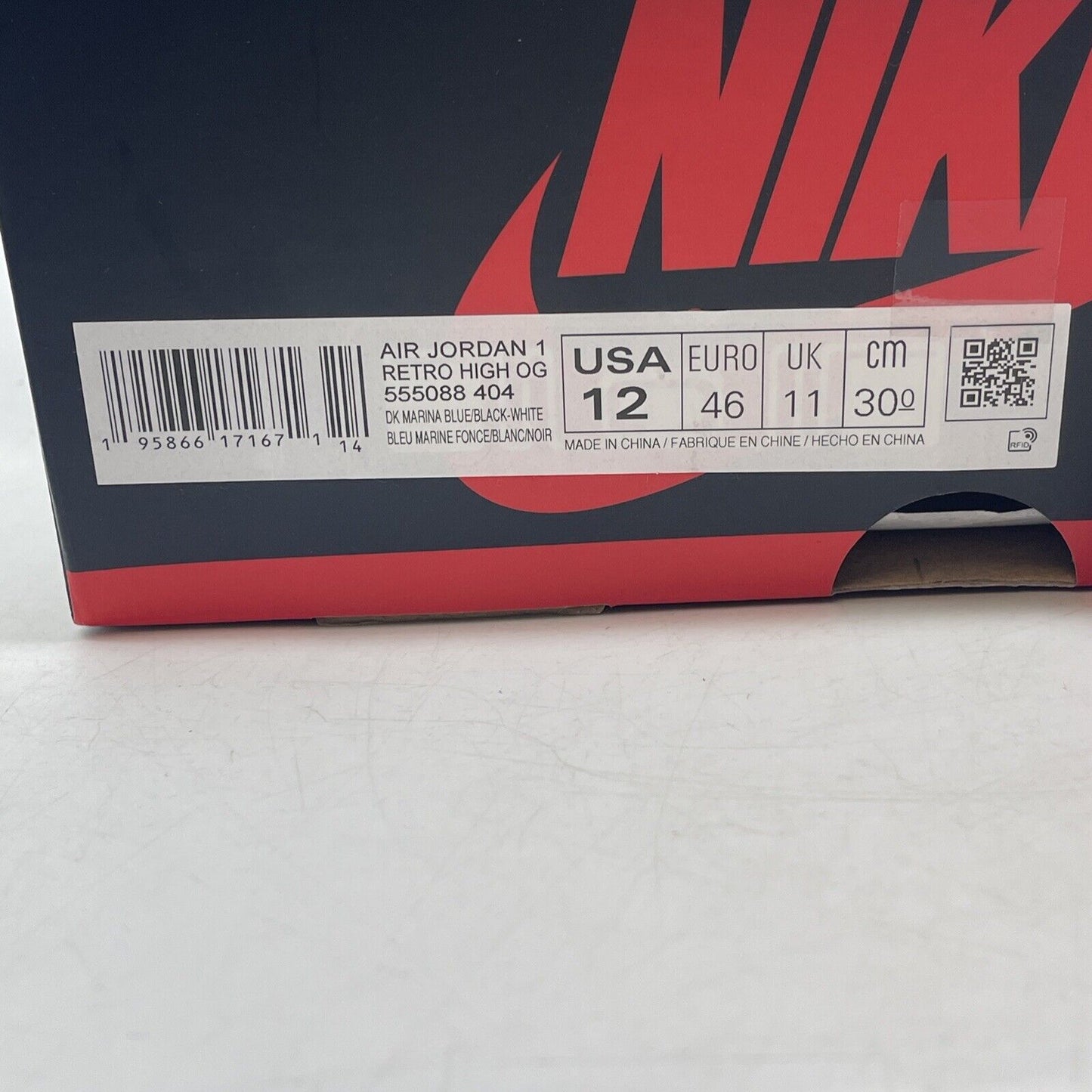 Size 12 - Jordan 1 Retro OG High Dark Marina Blue White Black (555088-404)
