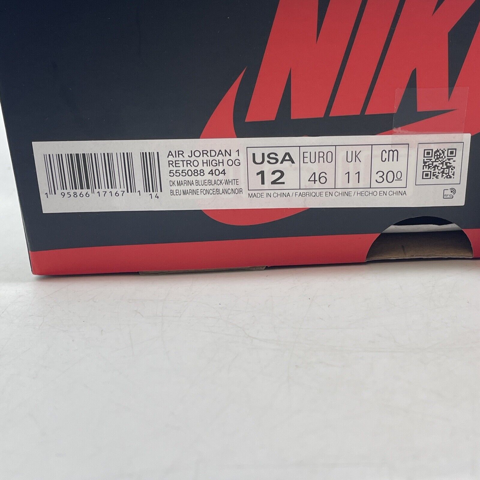 Size 12 - Jordan 1 Retro OG High Dark Marina Blue White Black (555088-404)