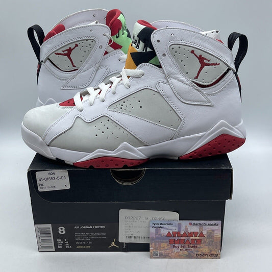 Size 8 - Air Jordan 7 Retro 2015 Hare White Leather Suede Red Green (304775-125)