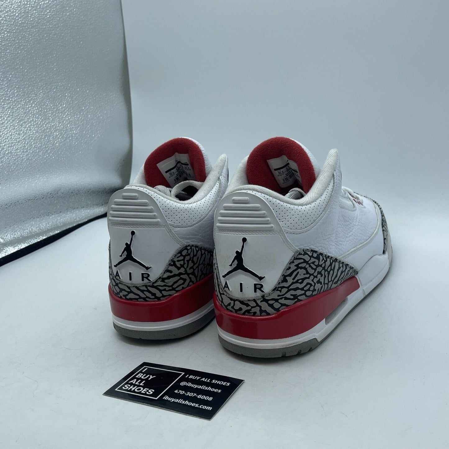 Size 10.5 - Jordan 3 Retro Hall of Fame 2018 Red White Grey Suede (136064-116)