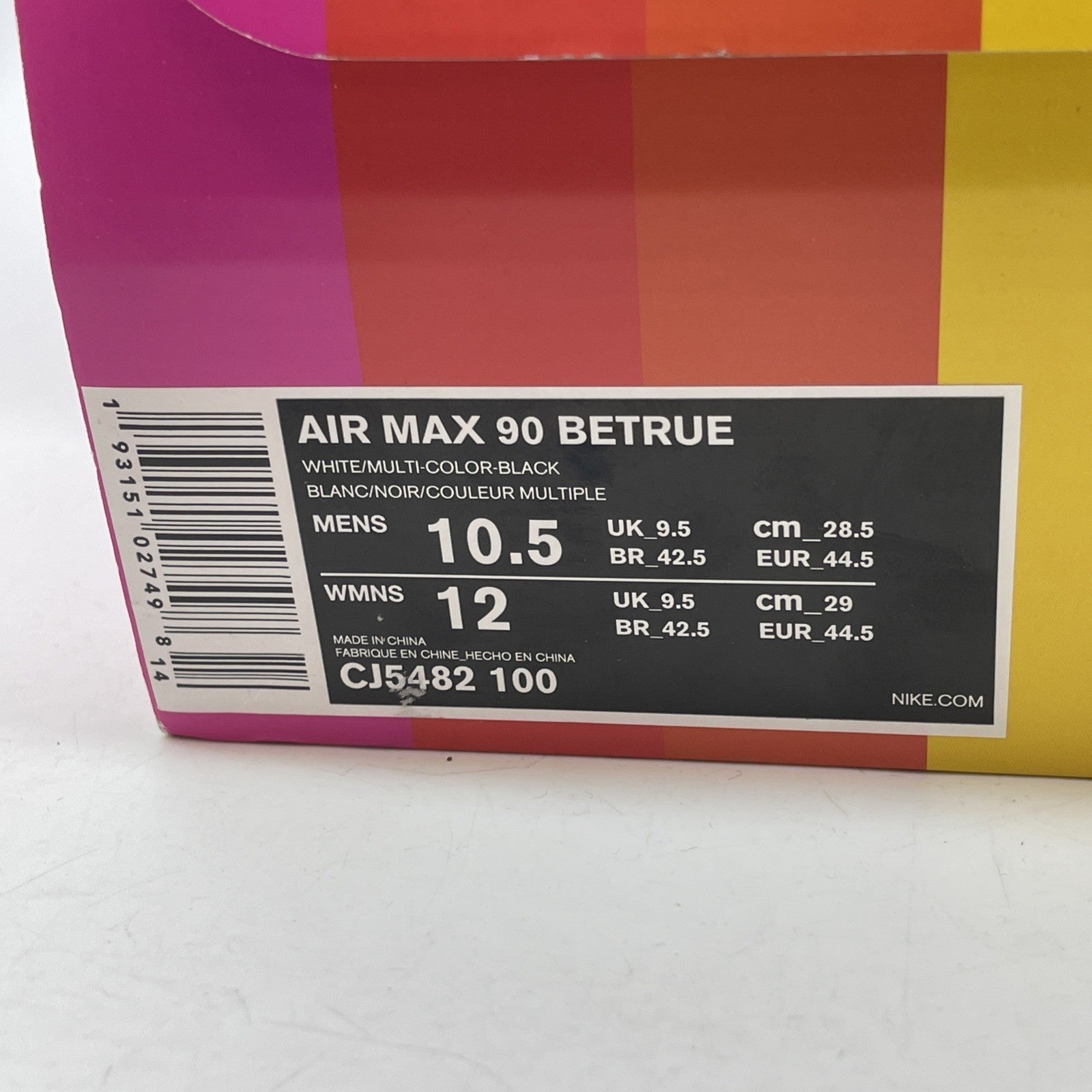 Size 10.5 - Nike Air Max 90 Be True White Black Suede Leather (CJ5482-100)