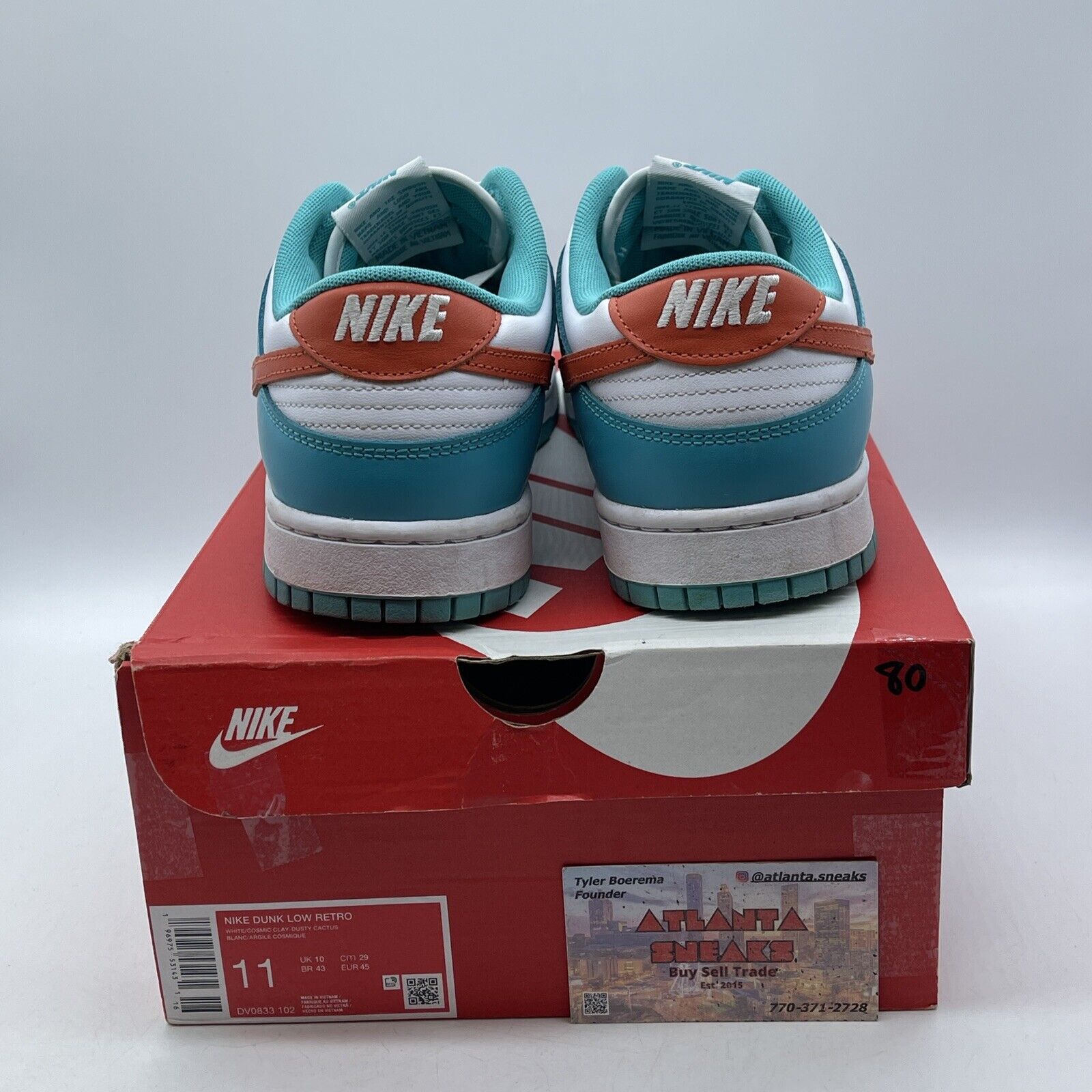 Size 11 - Nike Dunk Low Miami Dolphins White Blue Orange Leather (DV0833-102)