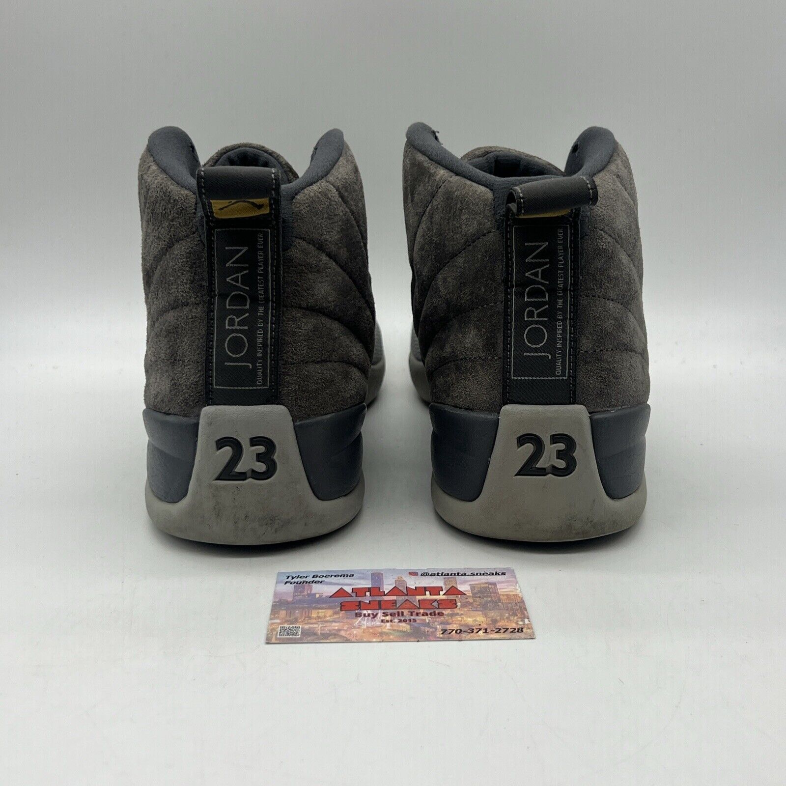 Size 12 - Air Jordan 12 Retro Dark Grey Black Gold Leather Suede Grey