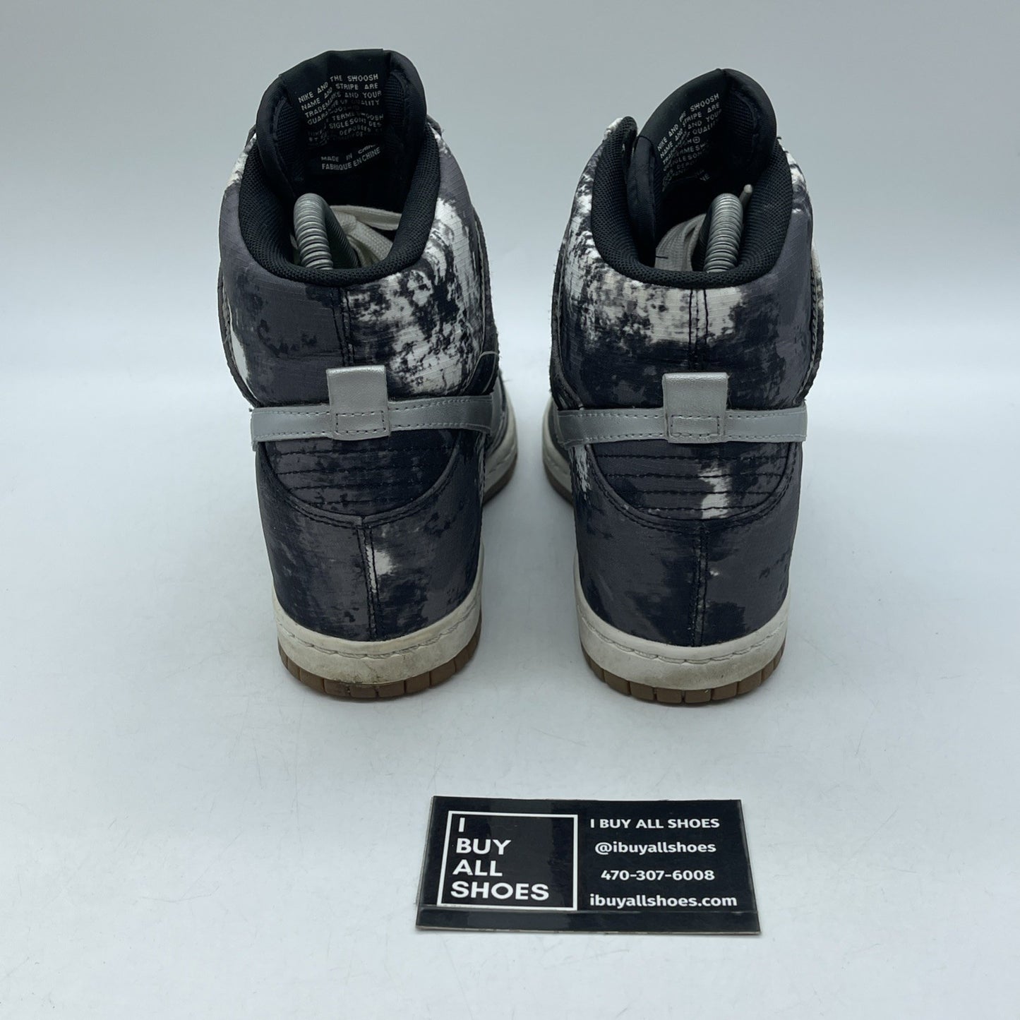 Size 9W - Nike Dunk Sky Print High Black White Silver Leather (543258-004)