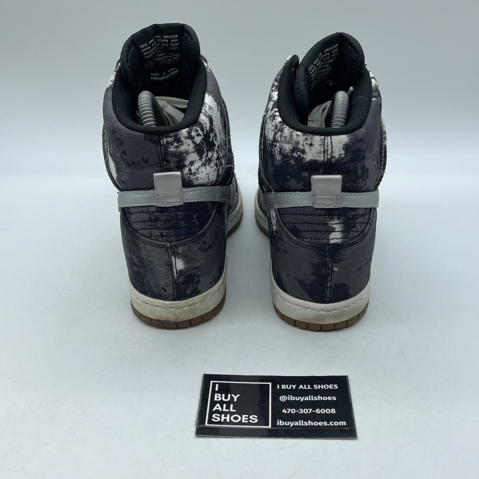 Size 9W - Nike Dunk Sky Print High Black White Silver Leather (543258-004)