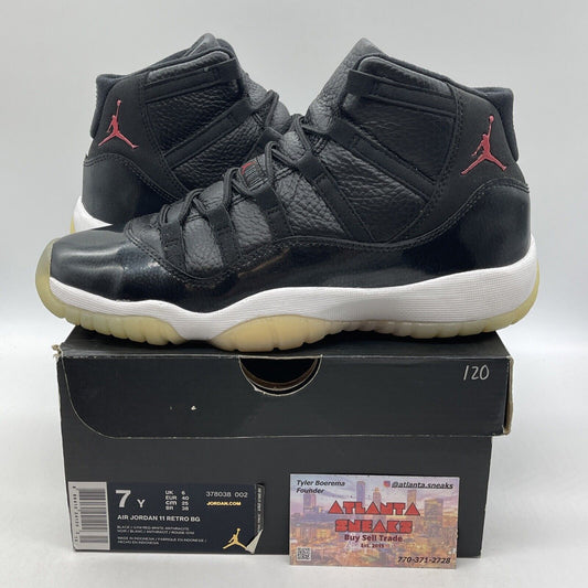 Size 7Y (GS) - Jordan 11 Mid 72-10 White Leather Black Suede Red (378038-002)