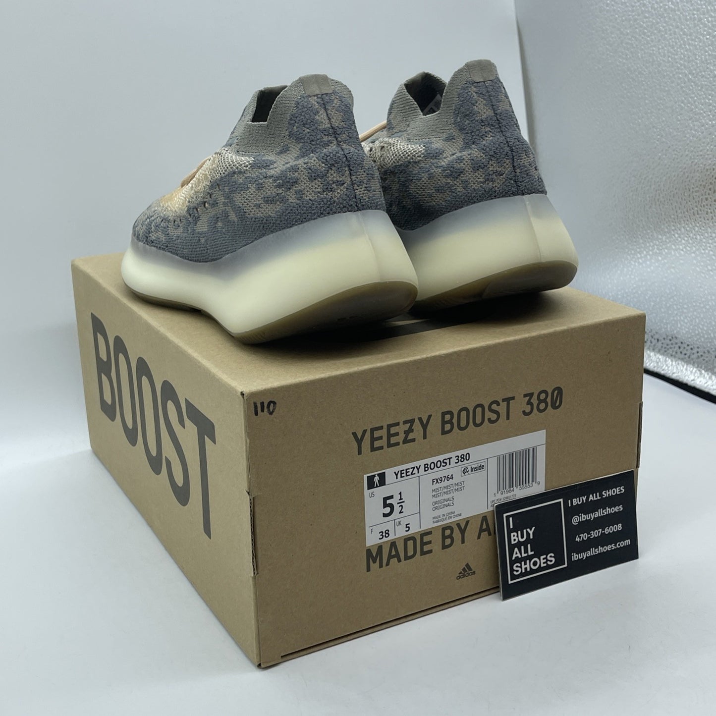 Size 5.5 - adidas Yeezy Boost 380 Mist Non-Reflective Grey Suede (FX9764)