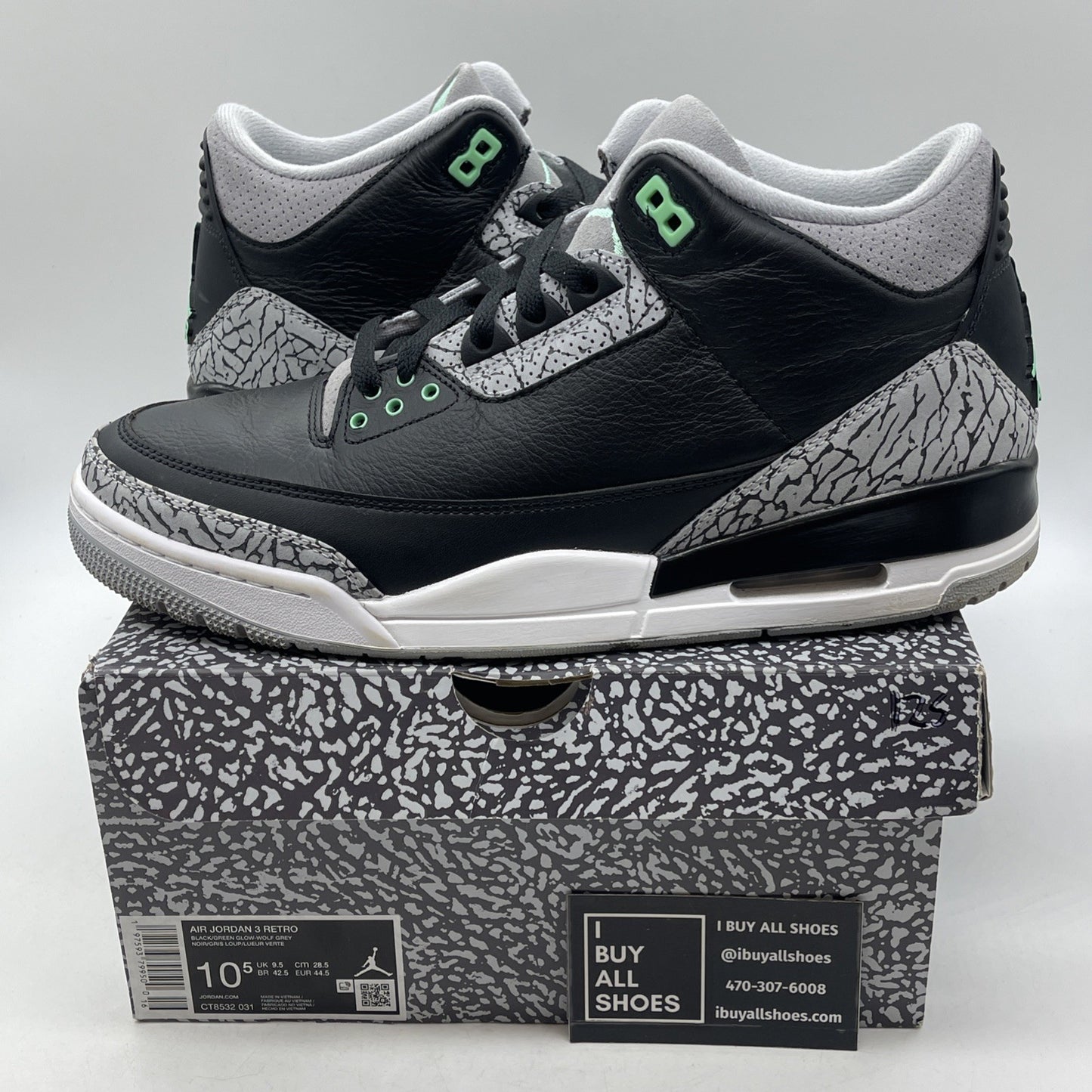 Size 10.5 - Air Jordan 3 Retro Green Glow (CT8532-031)