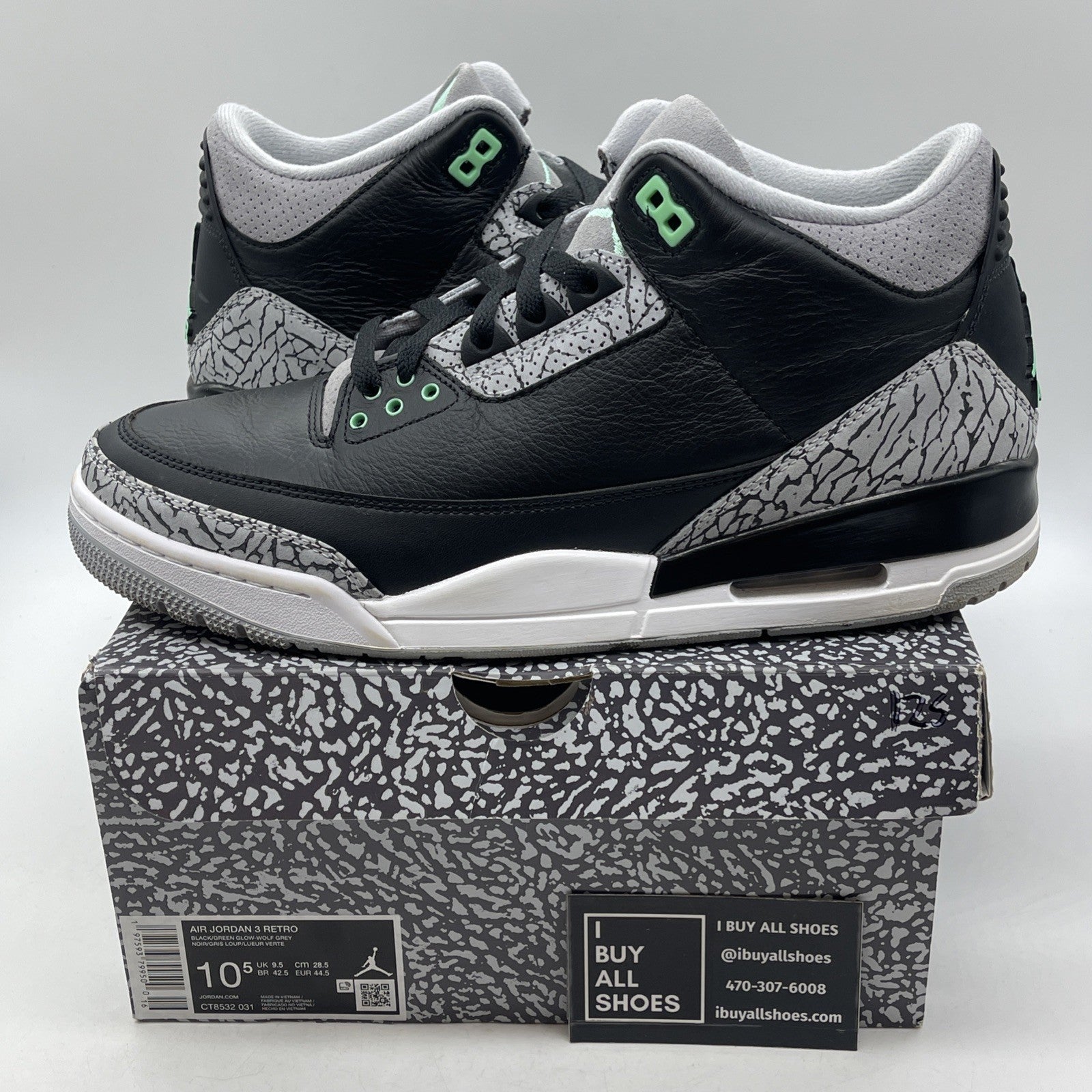 Size 10.5 - Air Jordan 3 Retro Green Glow (CT8532-031)