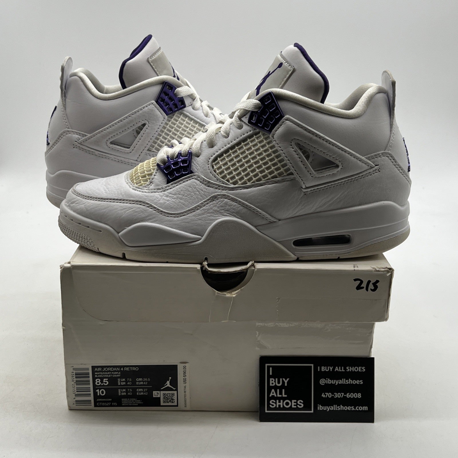 Size 8.5 - Air Jordan 4 Retro Mid Purple Metallic (CT8527-115)