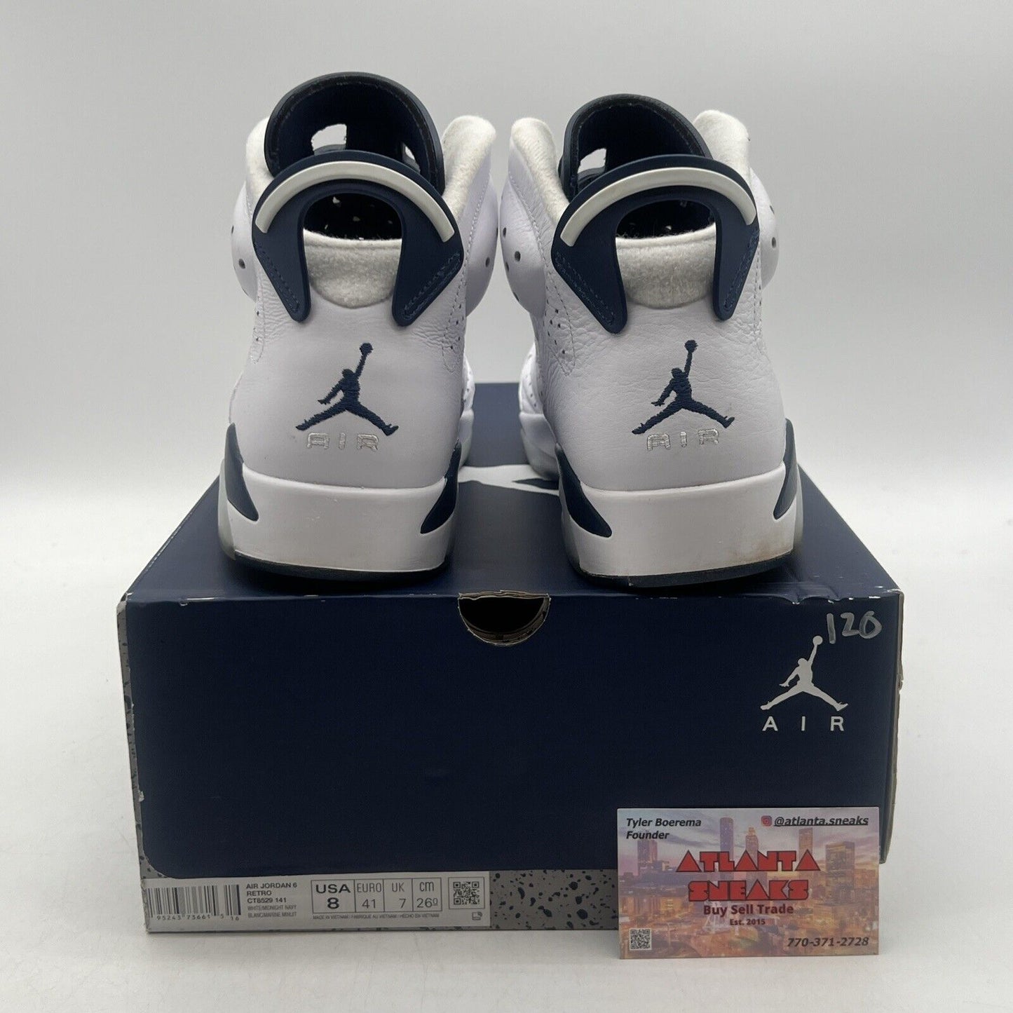 Size 8 - Jordan 6 Retro Midnight Navy White Leather (CT8529-141)