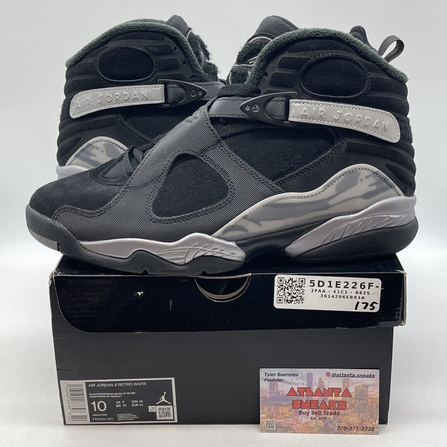 Size 10 - Air Jordan 8 Retro Winterized Gunsmoke Black Suede Leather (FD1334-001