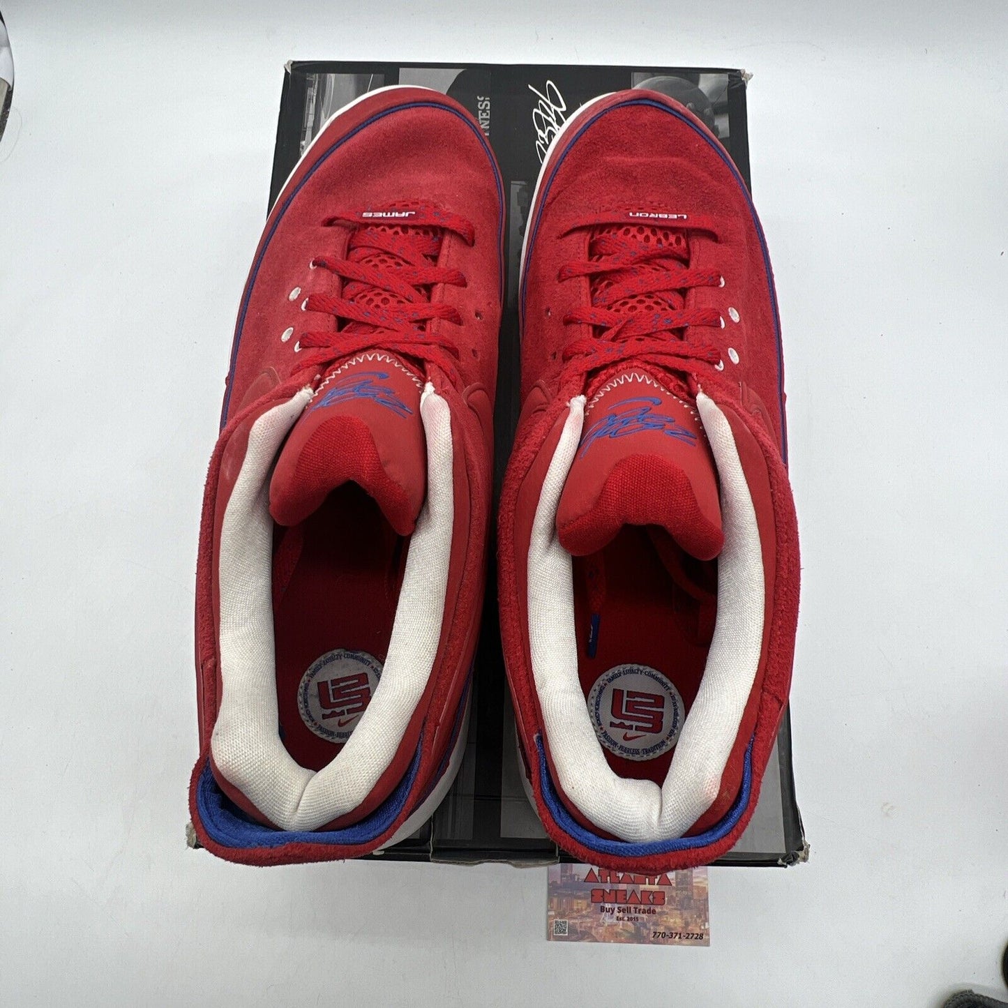 Size 13 - Nike LeBron 7 Low Rumor Red Blue White Suede (395778-600)