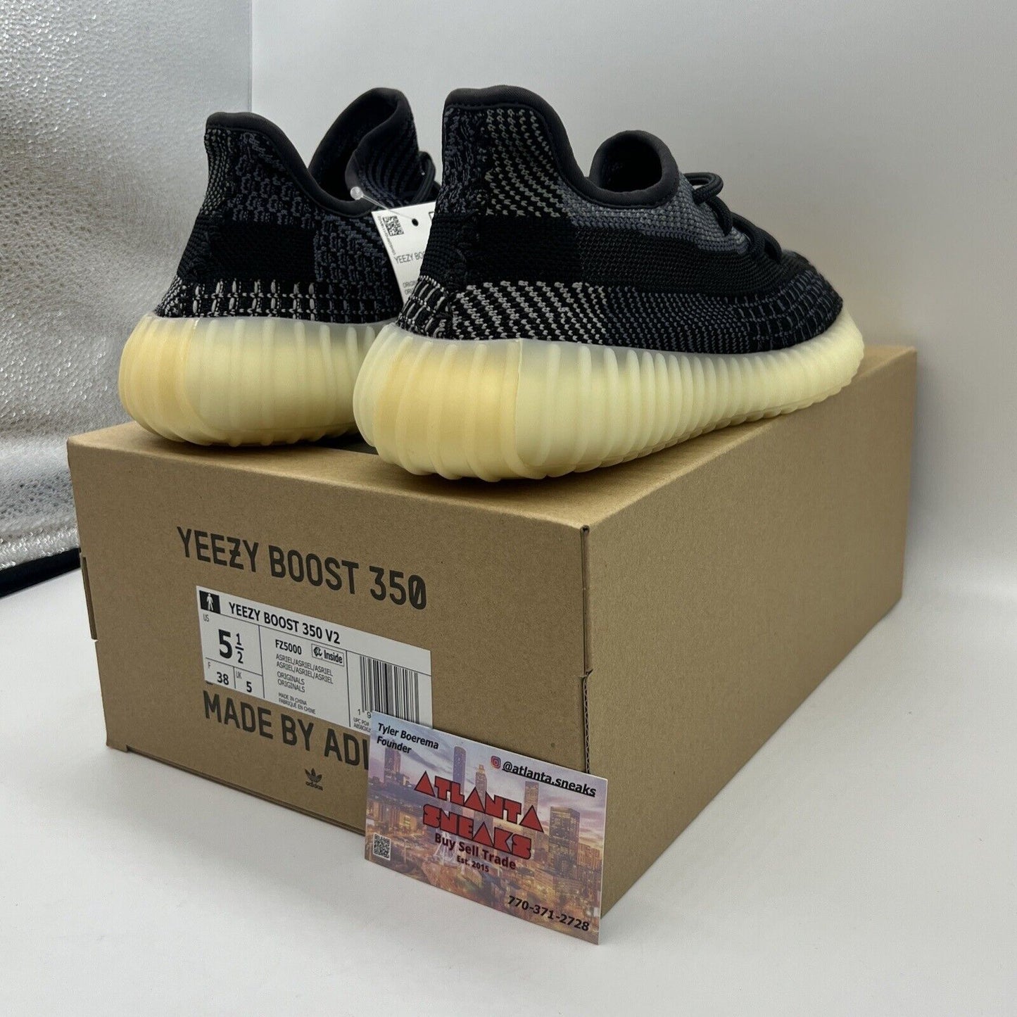 Size 5.5 - adidas Yeezy Boost 350 V2 Low Carbon Adidas Cream Black Brand New