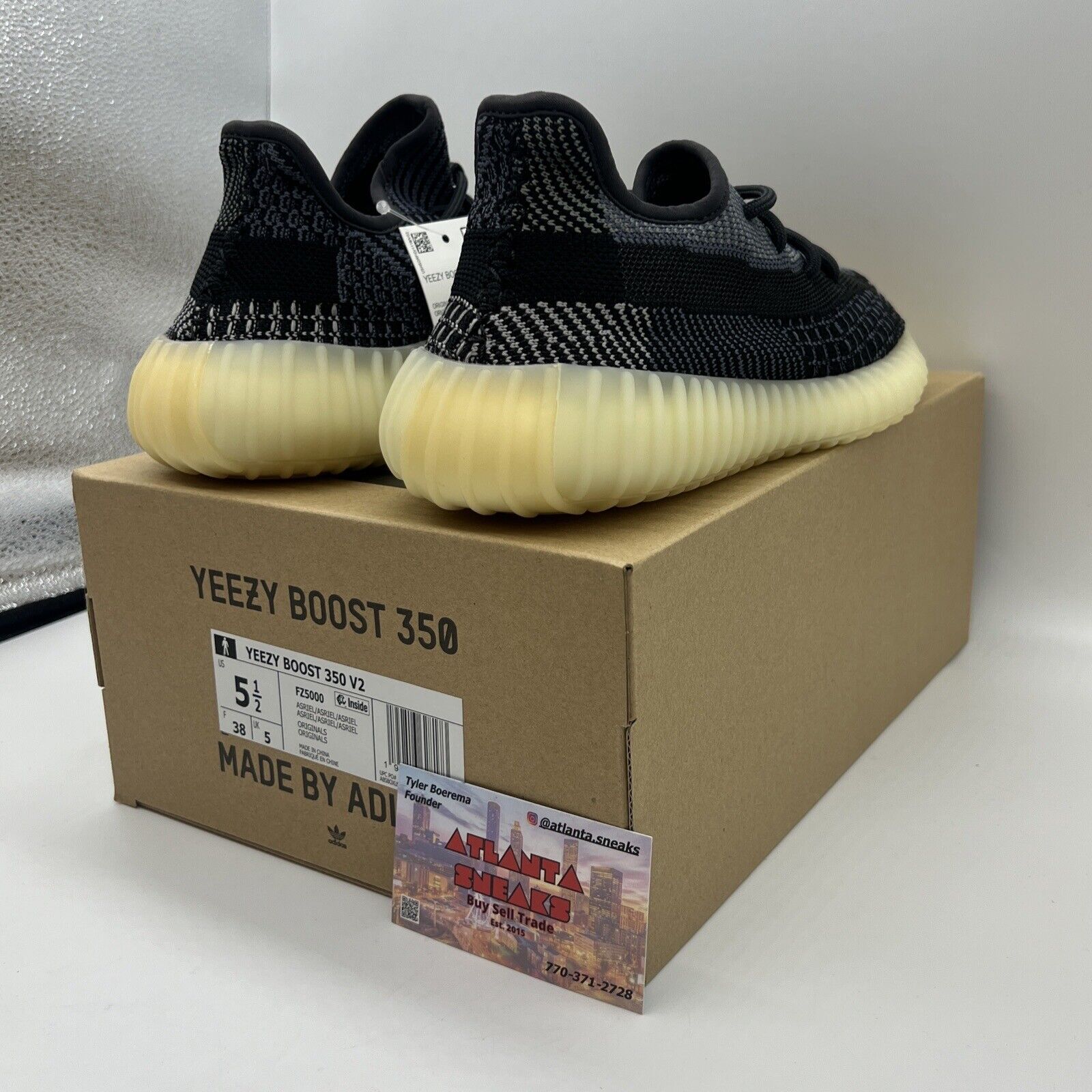 Size 5.5 - adidas Yeezy Boost 350 V2 Low Carbon Adidas Cream Black Brand New