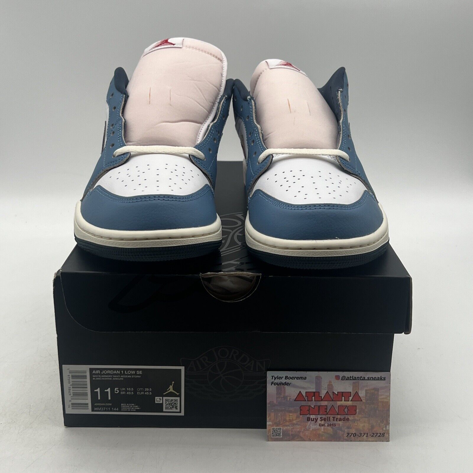 Size 11.5 - Nike Air Jordan 1 Low SE Shoes White Armory Navy (HM3711-144)