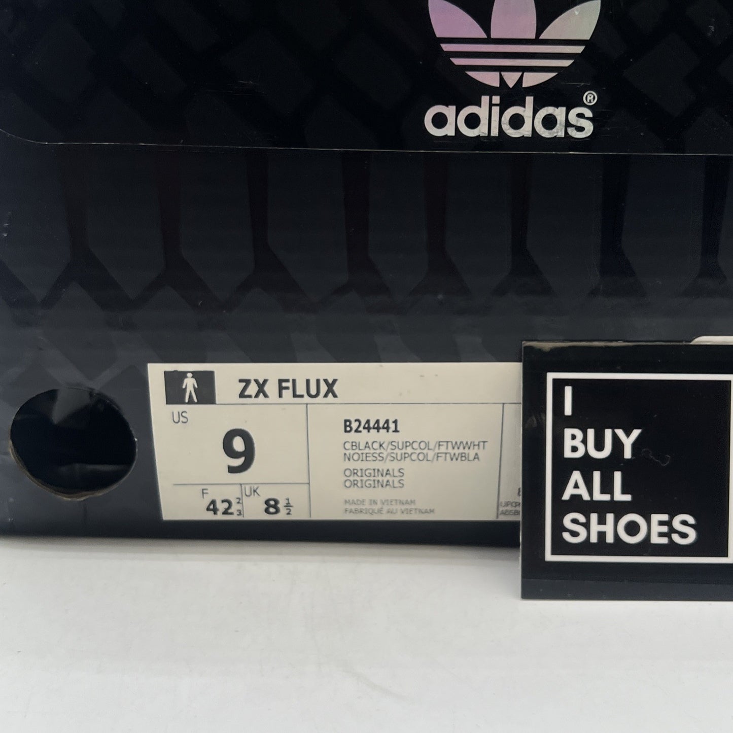 Size 9 - Adidas ZX Flux Black Xeno Reflective (B24441)