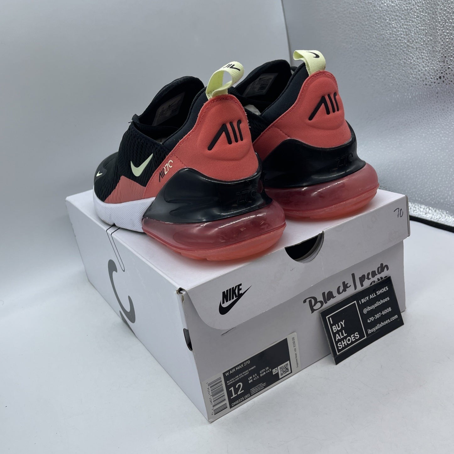 Size 12W - Nike Air Max 270 Black Magic Ember (DM8325-001)