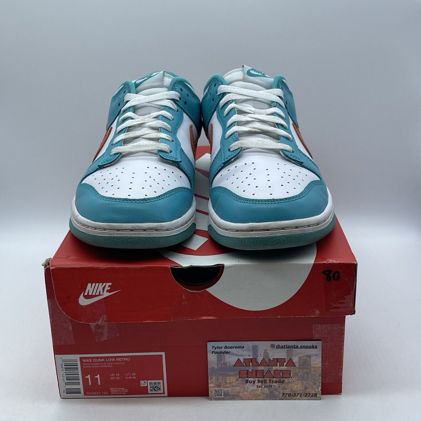 Size 11 - Nike Dunk Low Miami Dolphins White Blue Orange Leather (DV0833-102)